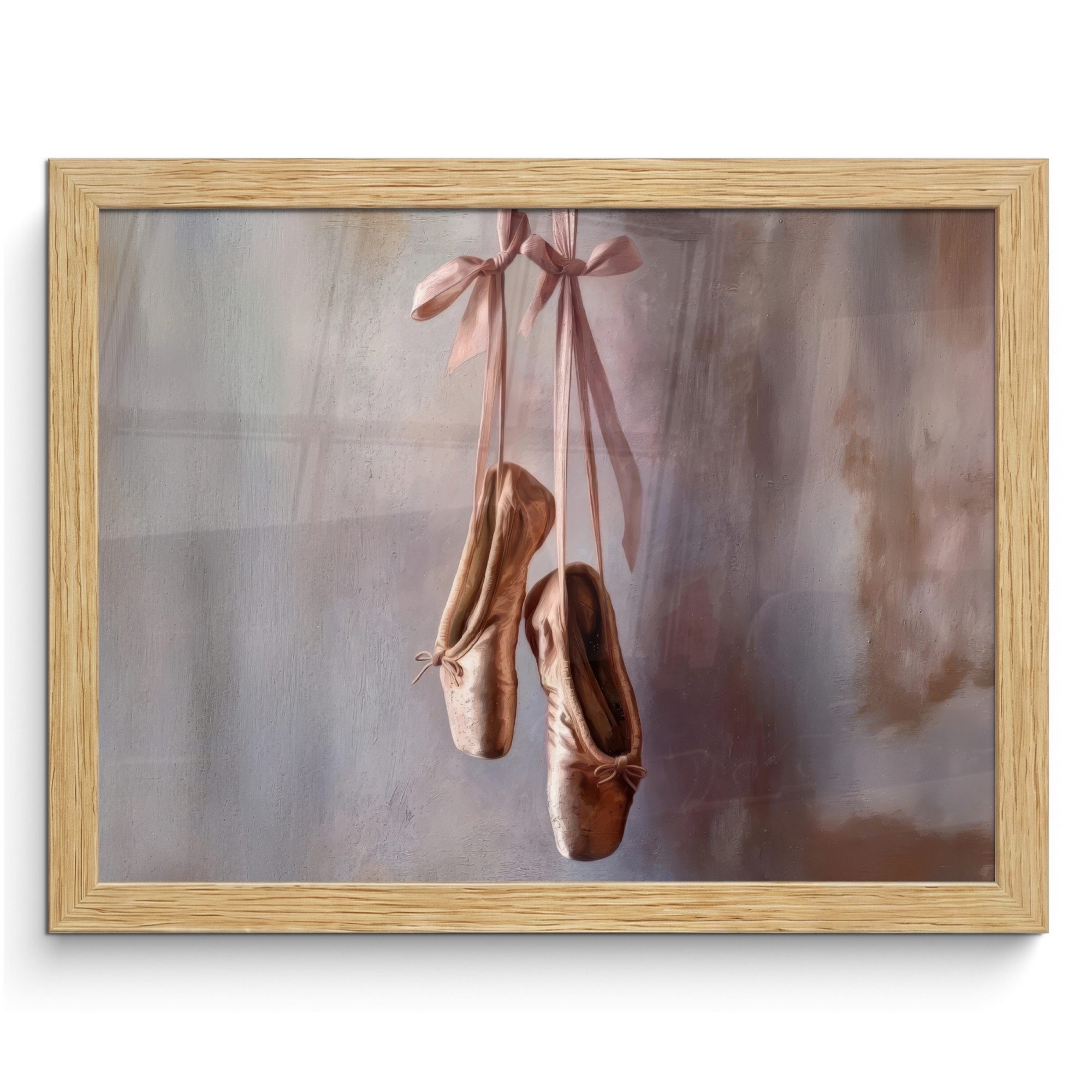 MuchoWow Poster Ballettschuhe - Satin - Erdtöne, (1 St), Bilderrahmen, Deko für Wohnzimmer und Schlafzimmer, 40x30 cm