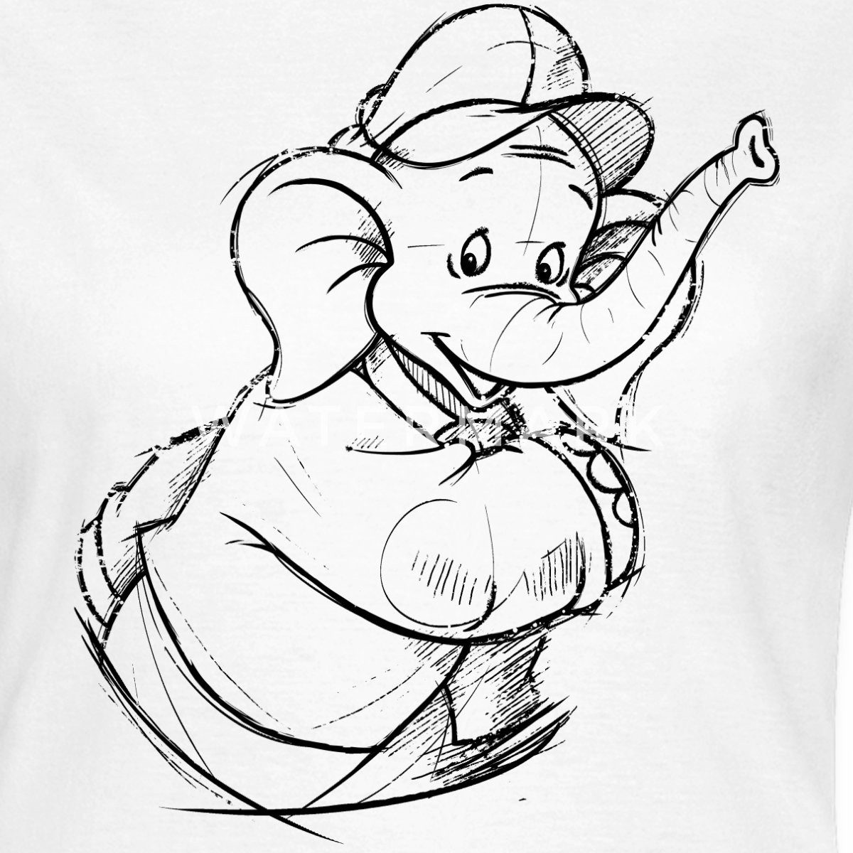Spreadshirt T-Shirt Benjamin Blümchen Porträt Zeichnung Skizze Frauen T-Shirt (1-tlg) Slim Fit, fällt klein aus