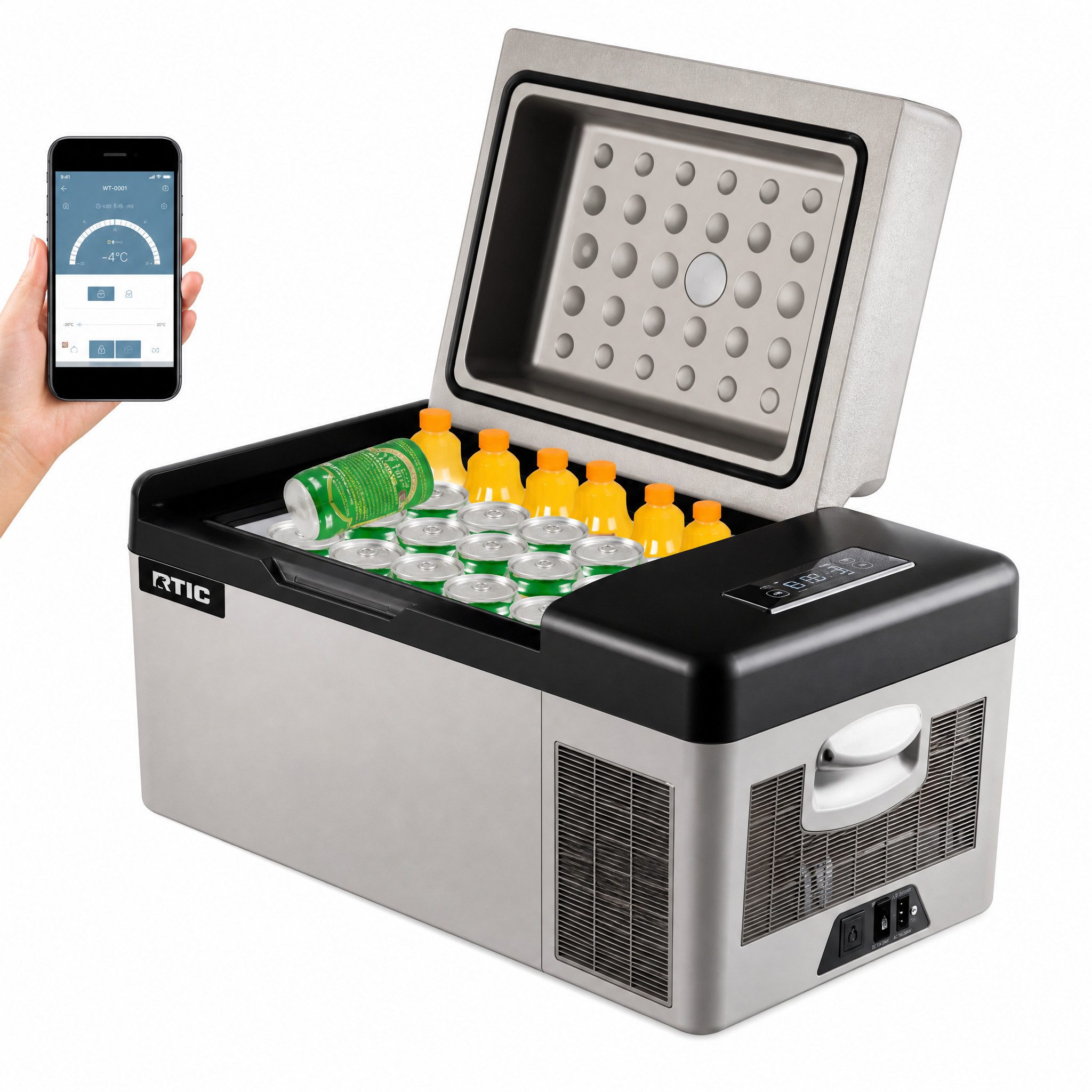 Blossom Elektrische Kühlbox Kompressor Kühlbox 20L 12V/24V/230V, elektrische Auto Kühlbox -20~20°C, tragbare Camping Kühlbox für Auto, Wohnmobil, LKW & Reisen
