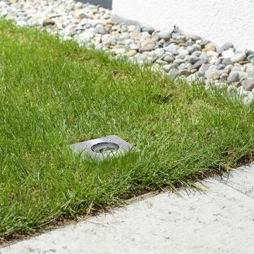 linovum Gartenstrahler Smarte LED Bodeneinbaustrahler BOQU eckig & gebuerstet dimmbar RGB, Leuchtmittel inklusive