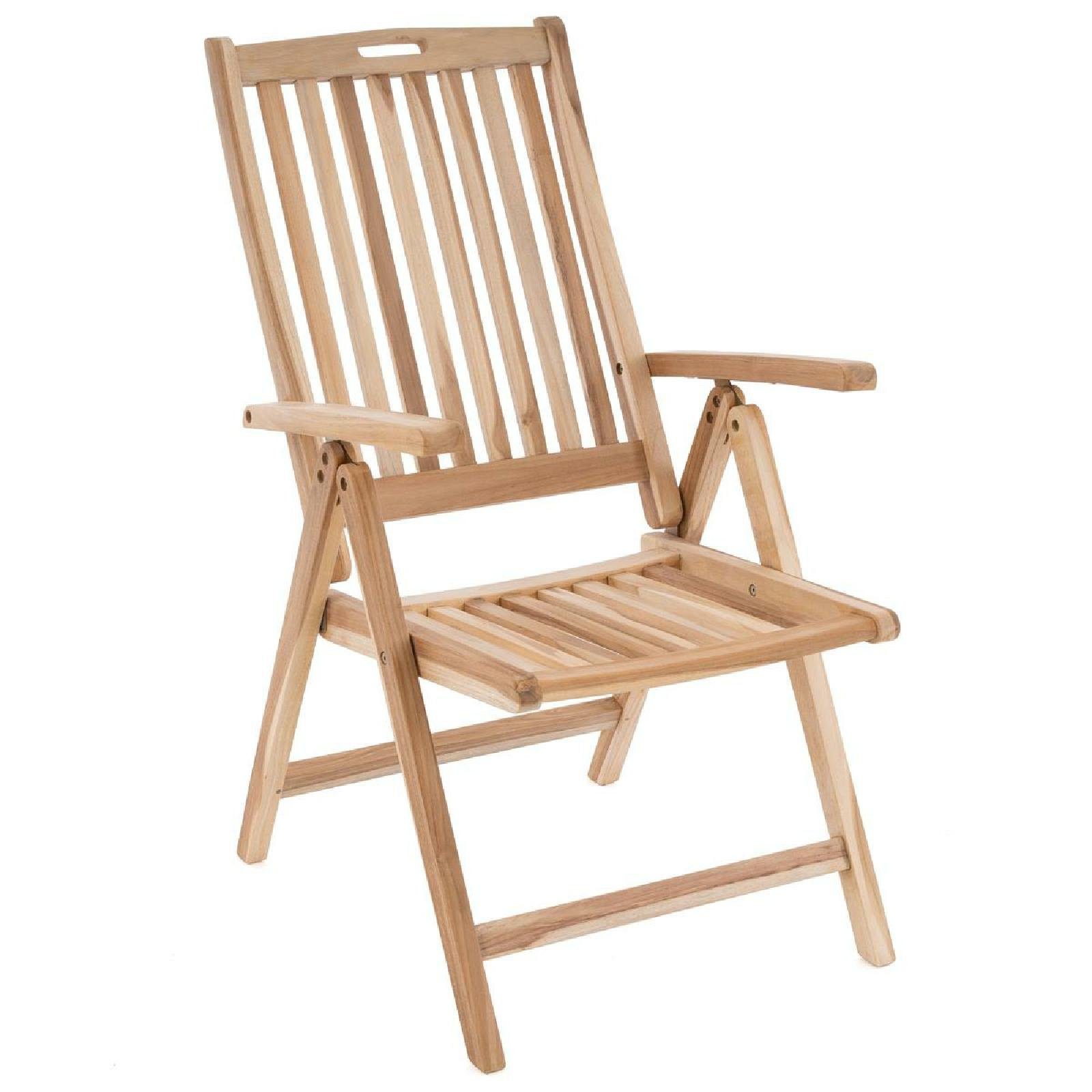 VCM Gartenstuhl Balkonstuhl Nosala H. 110 x B. 56 x T. 75 cm (1 St), Hochlehner Klappstuhl, Holz Teak, Outdoor