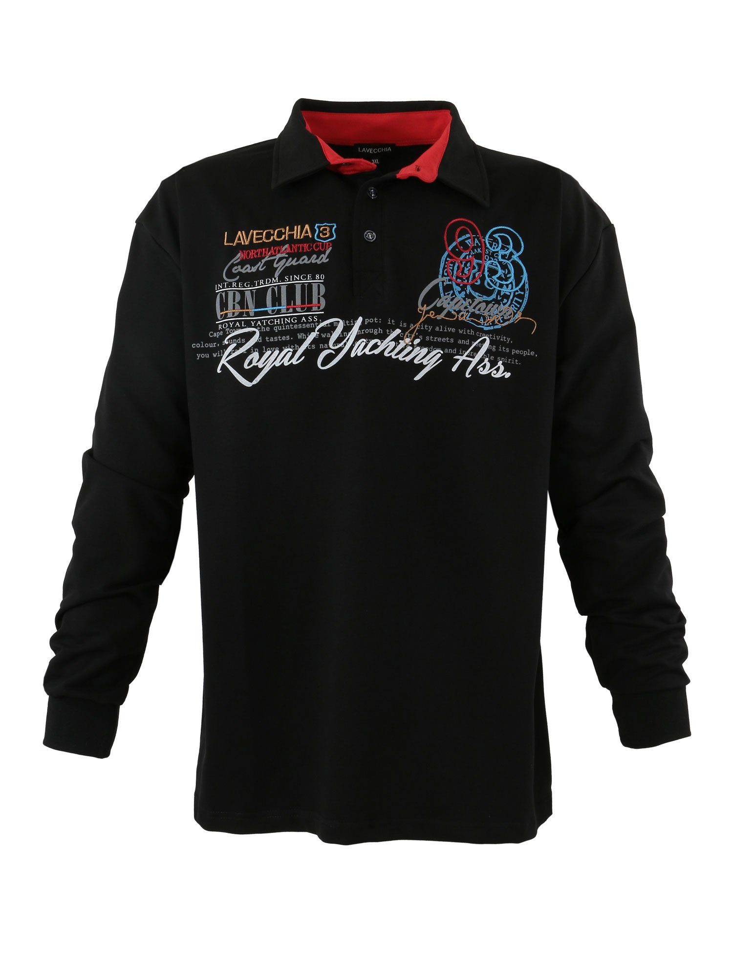 Lavecchia Sweatshirt Übergrößen Shirt LV-2024 Polo Langarmshirt schwarz