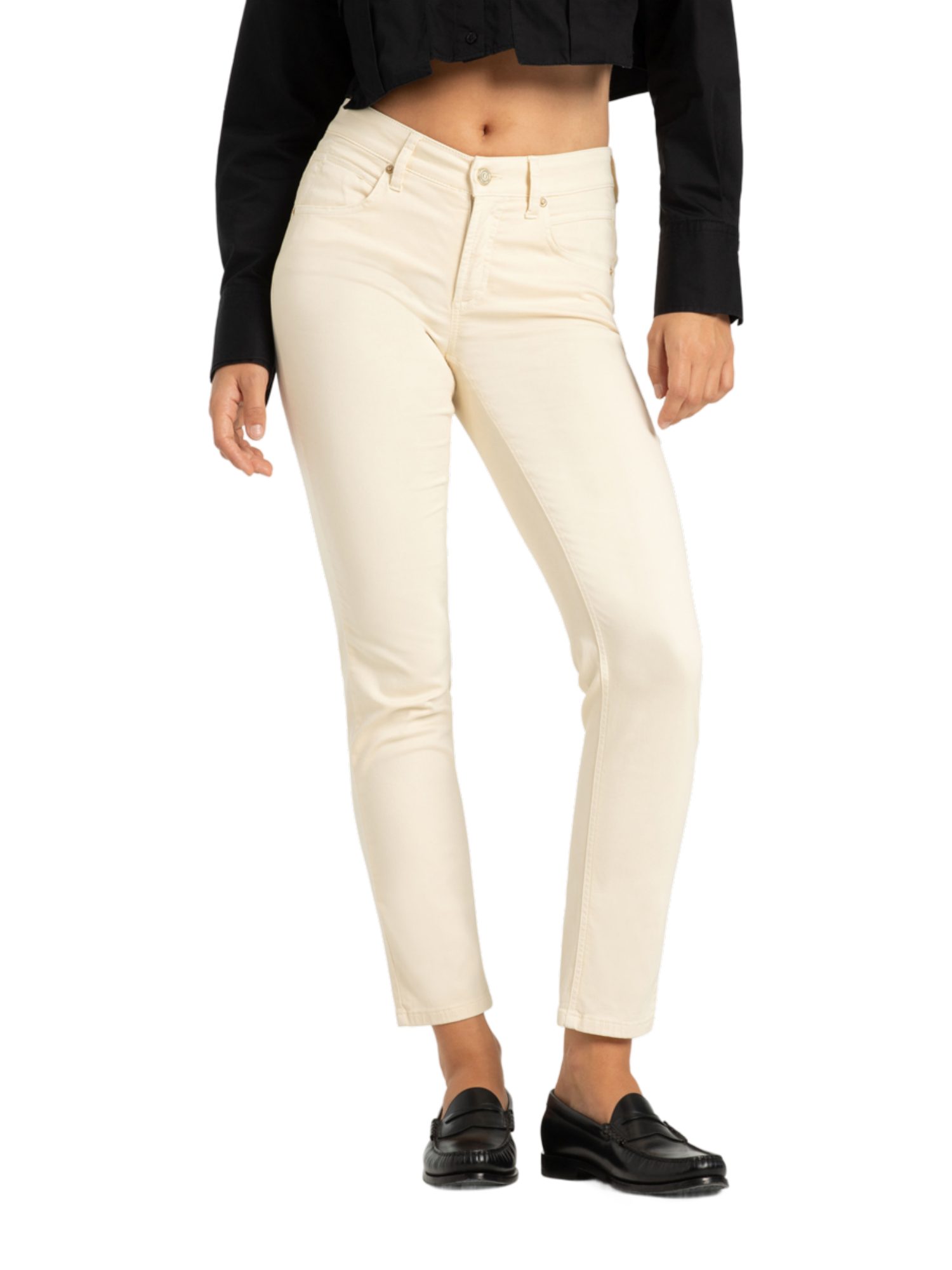 Cambio Stretch-Hose natur, Casual, Baumwolle, Unifarben, Regular Fit, Mittel