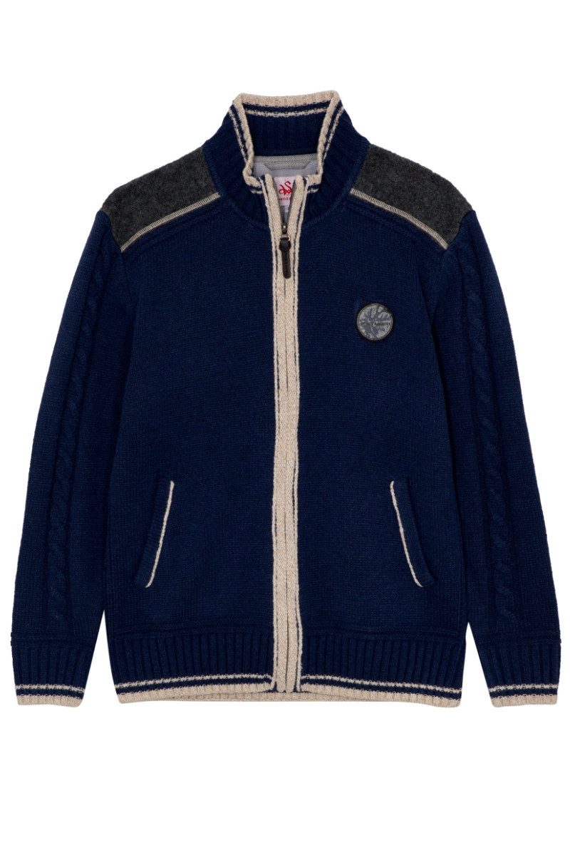 Spieth & Wensky Trachtenstrickjacke Strickjacke Herren - BETZBACH - denim, hellgrau – Bild 2 von 3