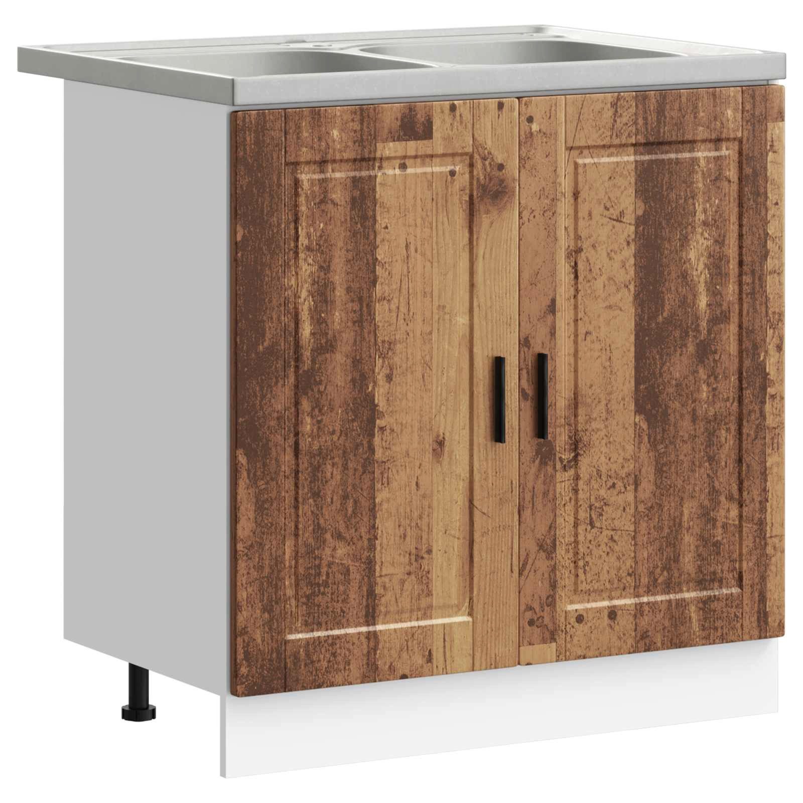 vidaXL Badezimmerspiegelschrank Waschbecken-Unterschrank Porto 2 stk. Braun 80 x 46 x 81.5 cm (2-St)