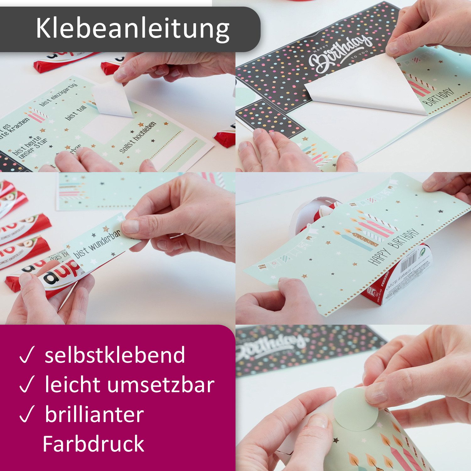 younikat Aufkleber Aufkleber-Set Happy Birthday Konfetti und Mint für Duplo I dv1366