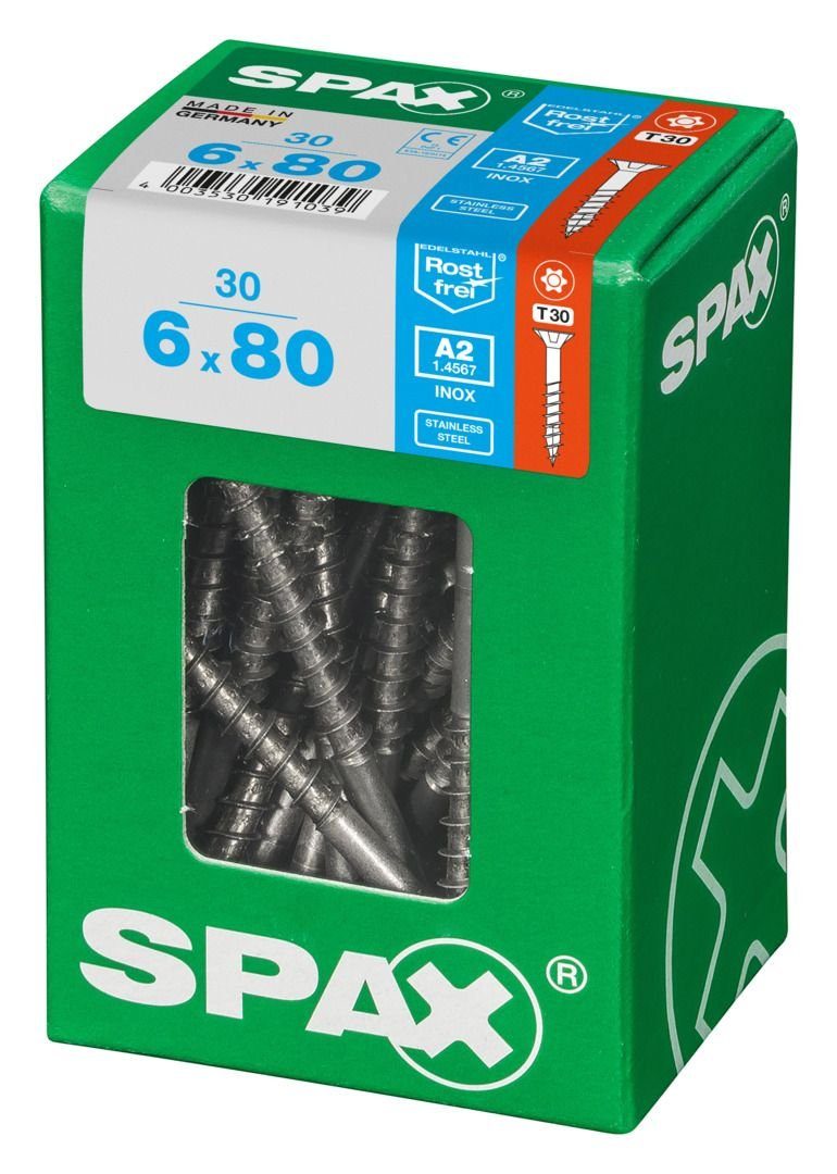 30 TX Spax 30 x SPAX mm Universalschrauben Holzbauschraube 6.0 - 80