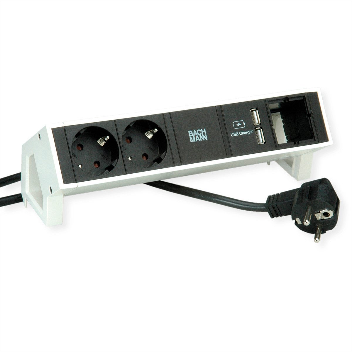 Bachmann DESK2 2x Schutzkontakt 1x USB Charger 1x CM Steckdosenleiste (Kabellänge 1.5 m), 902.2281