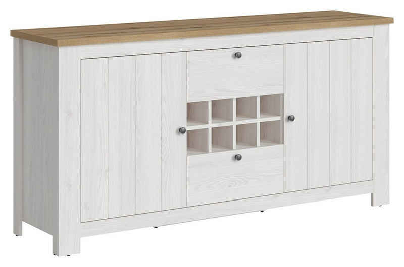 Sideboard CORNELL, Sibiu Lärche Dekor, Coast Evoke Eiche, 2 Türen, 2 Schubladen, B 178 x H 89 x T 46 cm