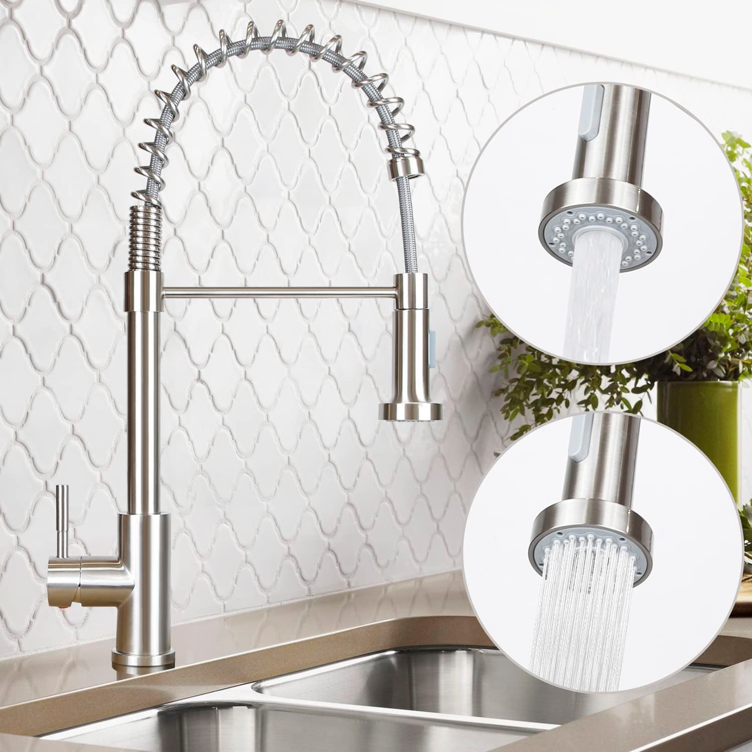 Spültischarmatur Küchenarmatur Ausziehbar 360° Hochdruck Federbelasteten Wasserhahn