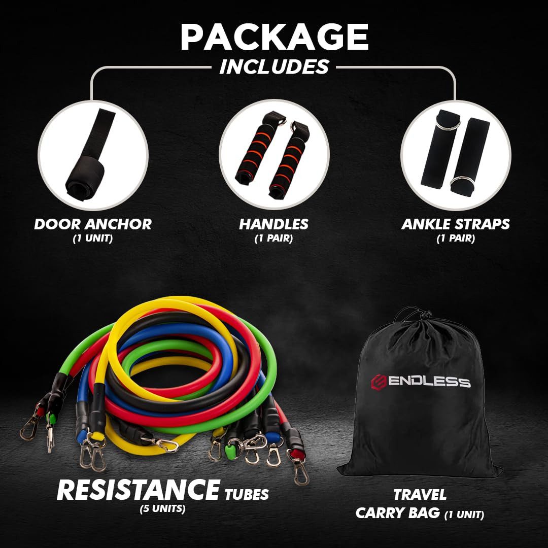 Endless Gymnastikband EL1043 Resistance Bands 5er-Set mit verschiedenen Widerstandsstufen, Wasserdicht, 5er-Set mit verschiedenen Widerstandsgraden