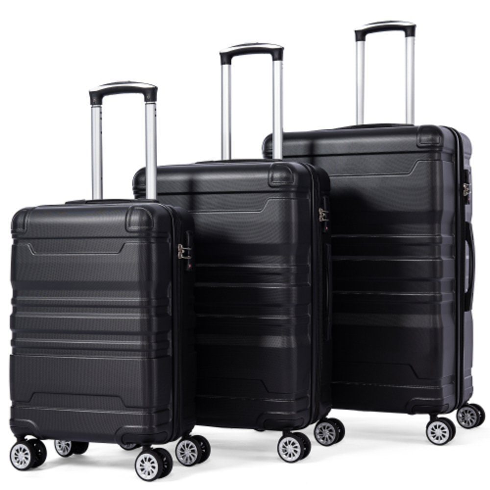 Flieks Trolleyset, 4 Rollen, (3 tlg, 3 tlg), Hartschalen Trolley Handgepäck Koffer Set Reisekoffer Erweiterung