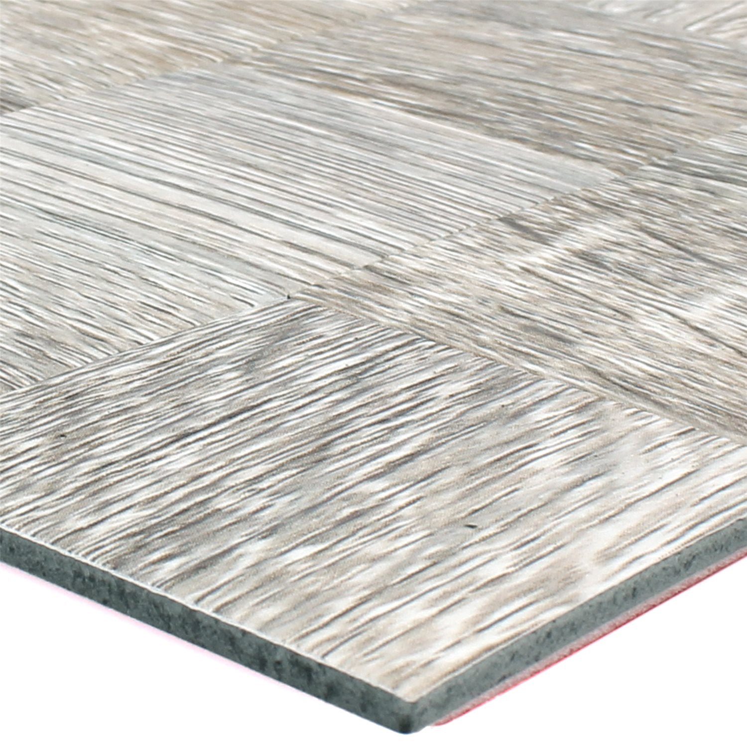 Mosafil Mosaikfliesen Mosaikfliesen Holzoptik Selbstklebend Reynosa, Metall-Aluminium 30.500x30.500, grau