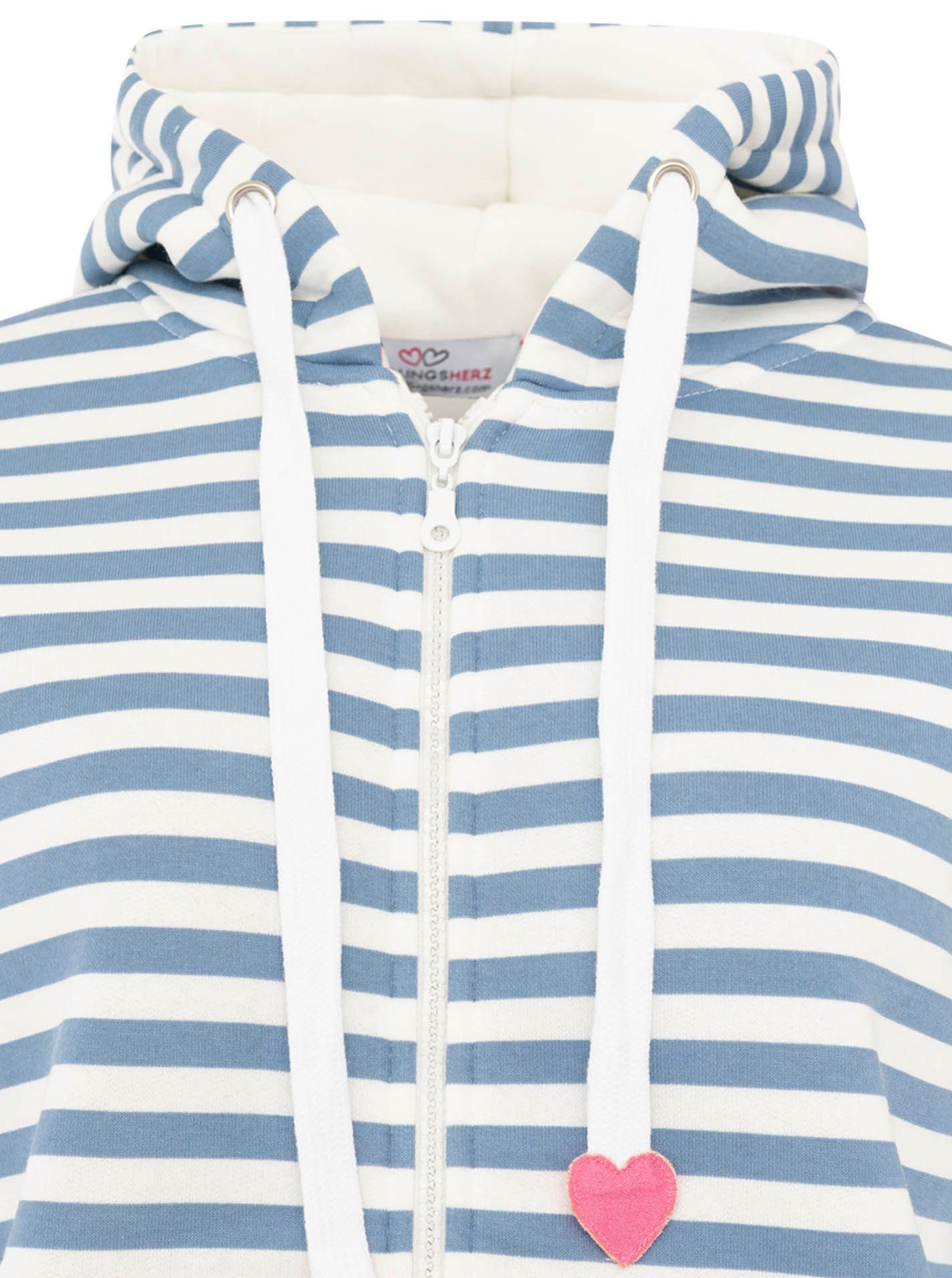 Zwillingsherz Kapuzensweatjacke "Maritim" gestreift, Kapuze mit Kordel und Herzen, Taschen, Zipper – Bild 5 von 5