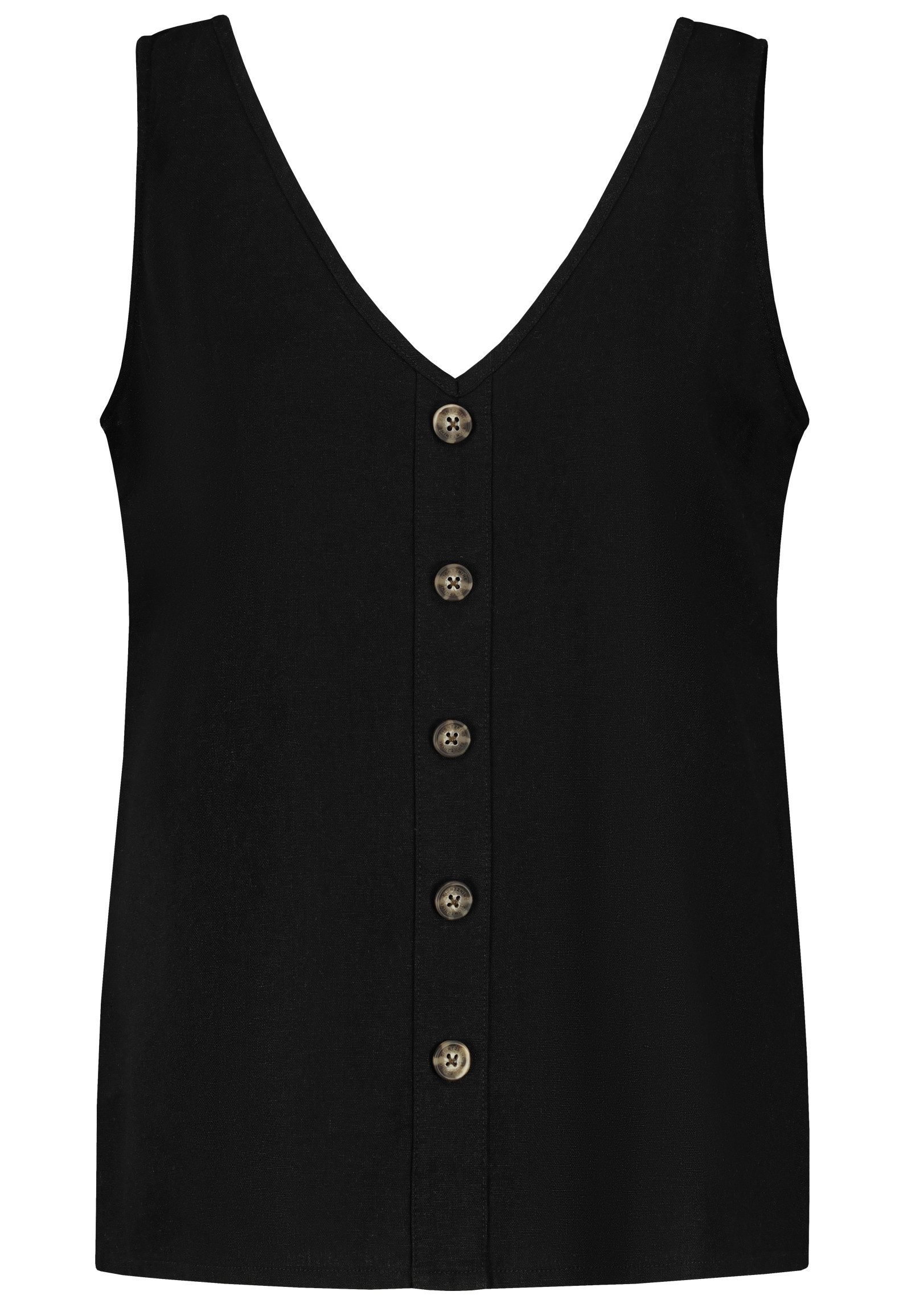 Eight2Nine Kurzarmshirt Damen Sommertop Leinen Bluse V-Ausschnitt locker mit Zierknöpfen TOP