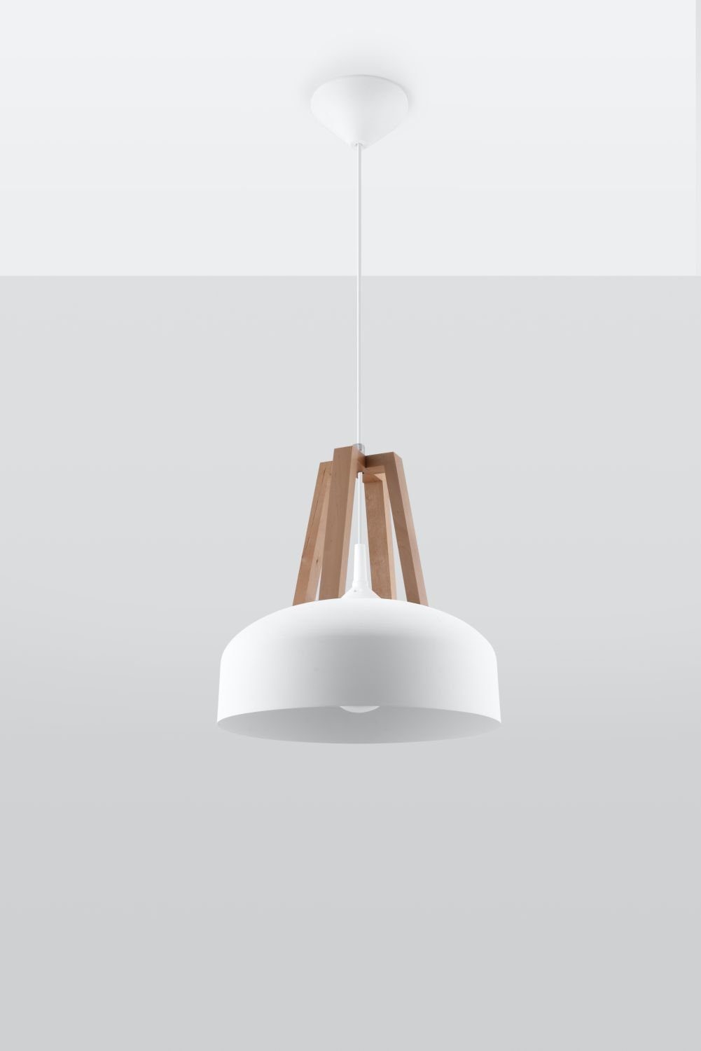 Licht-Erlebnisse MANILIA, Ø30cm Hängelampe Design Holz Metall ohne Küche Weiße Retro Leuchtmittel, Pendelleuchte Esstisch rund