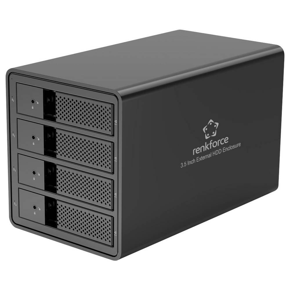 Renkforce Festplatten-Gehäuse 8.9 cm (3.5 Zoll) Festplattengehäuse 4 Bay 3.5 Zoll USB-A (USB 3.0), Metall-Gehäuse, UASP Unterstützung – Bild 2 von 5