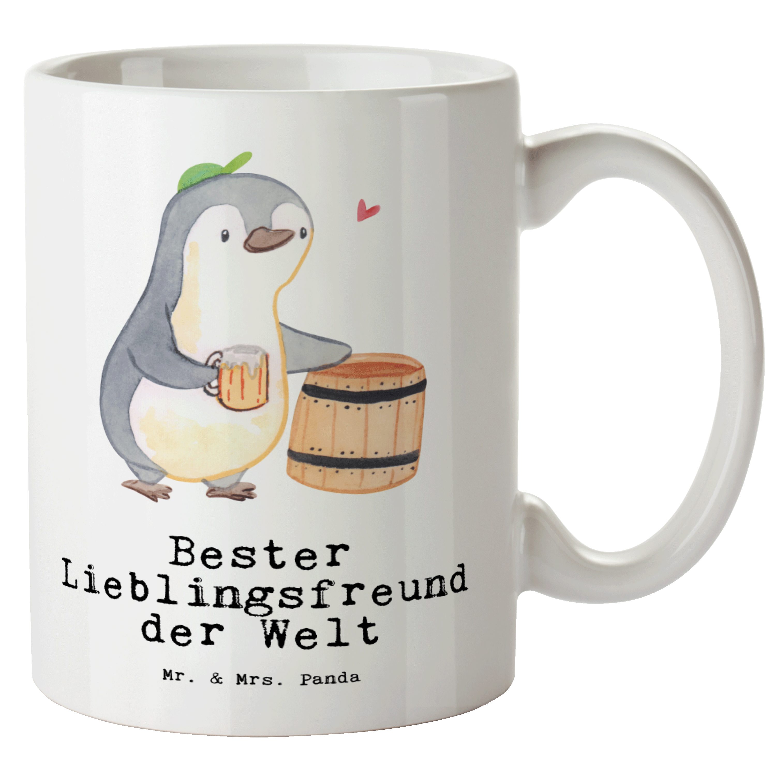 Mr. & Mrs. Panda Tasse Pinguin Bester Lieblingsfreund der Welt - Weiß - Geschenk, Lieblingsm, XL Tasse Keramik