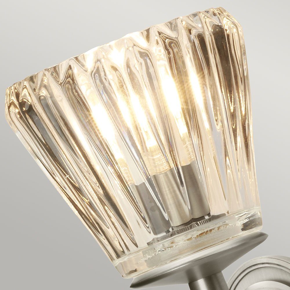 Elstead LIGHTING LED Wandleuchte, LED-Leuchtmittel fest verbaut, Warmweiß, Wandlampe Leuchte Fackellampe LED Glas Badezimmerleuchte silber
