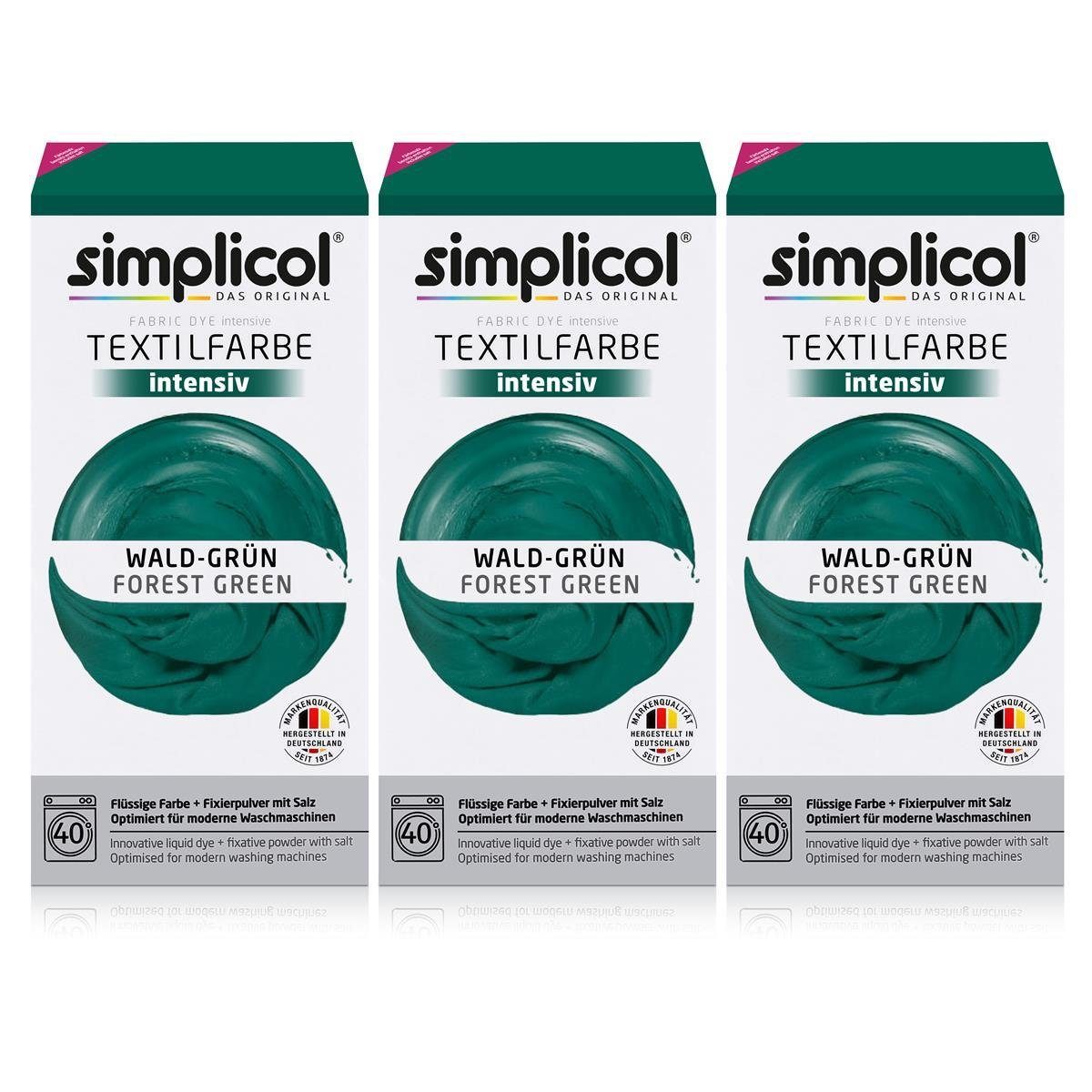 Textilfarbe Simplicol Textilfarbe intensiv Wald-Grün - Einfaches Färben (3er Pack)