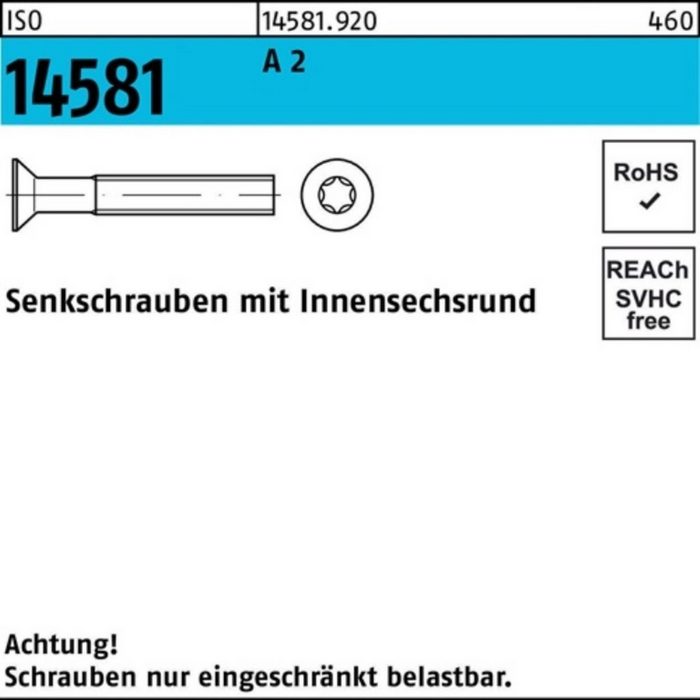 Reyher Senkschraube 2000er Pack Senkschraube ISO 14581 ISR M2x 4 T6 A 2 2000 Stück ISO 14