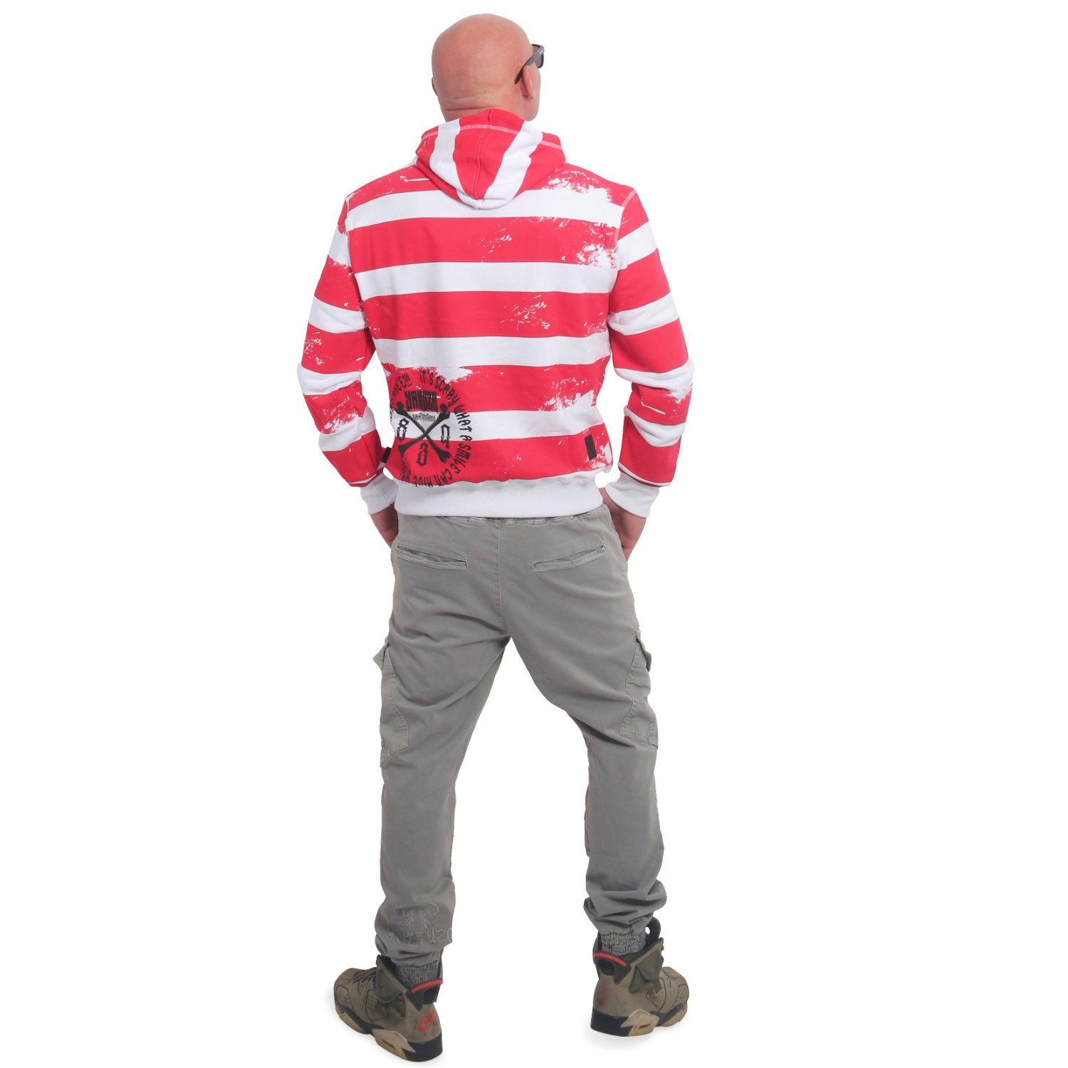 YAKUZA Stripes Hoodie Scary weiß/rot