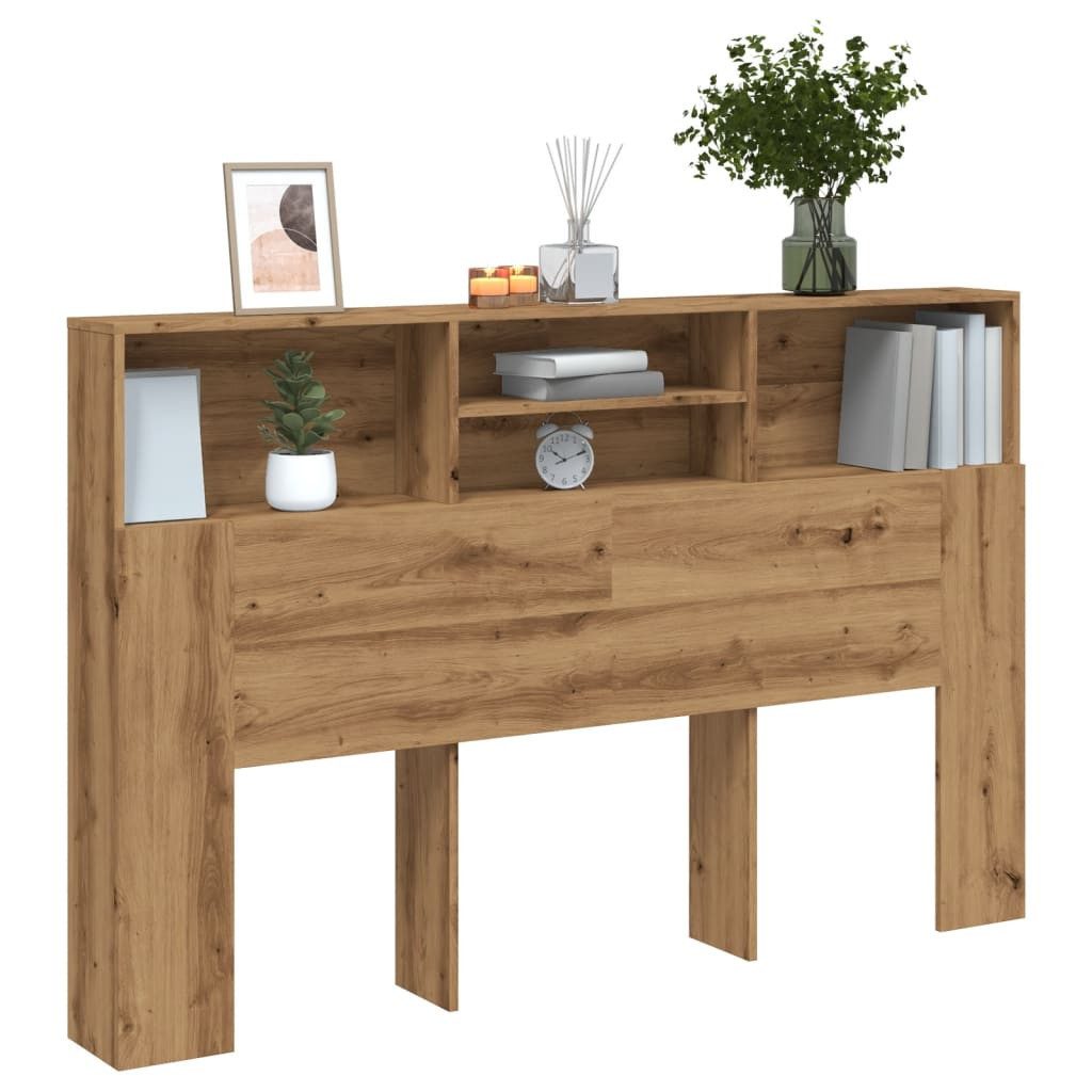 vidaXL Bett, Kopfteil mit Stauraum Artisan-Eiche 160x19x103,5 cm