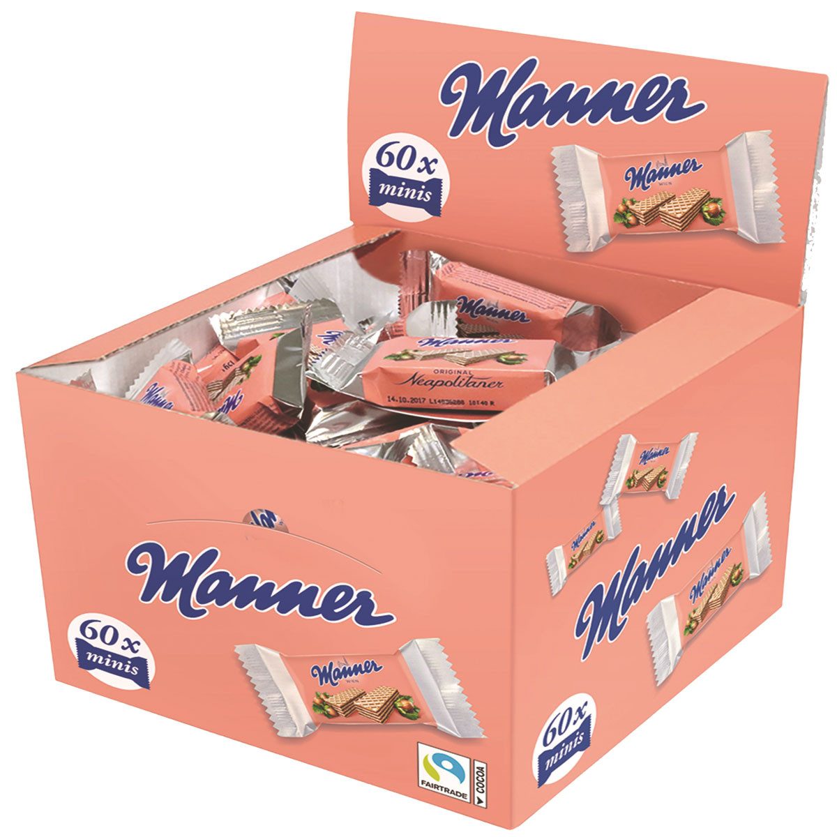 Manner Kekse, Manner Original Neapolitaner Mini Knusperwaffeln mit Cremefüllung 60er
