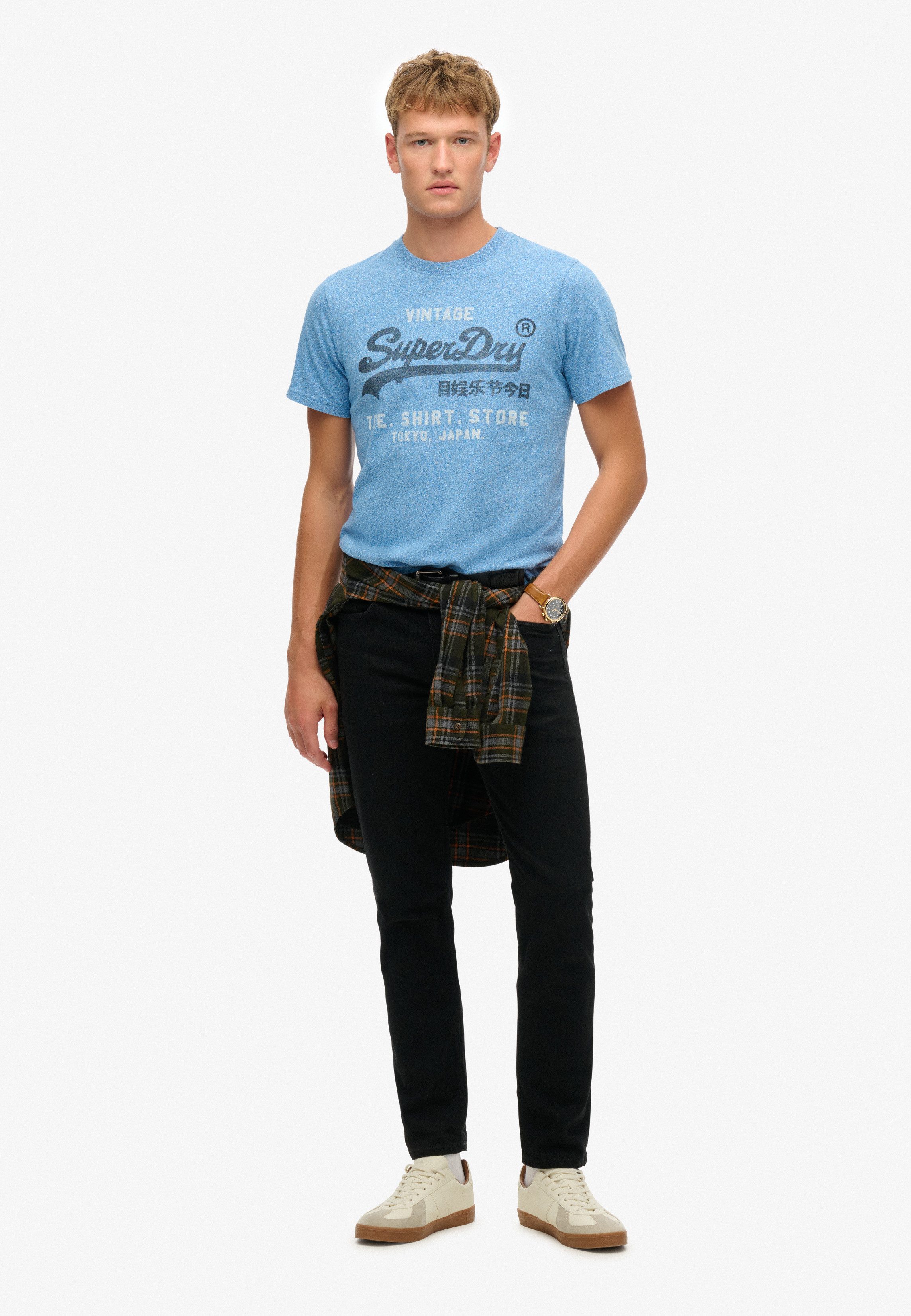 Superdry Rundhalsshirt VL CLASSIC RELAXED TEE aus Baumwollmischung, in Single Jersey, Relaxed Fit, ohne Kragen