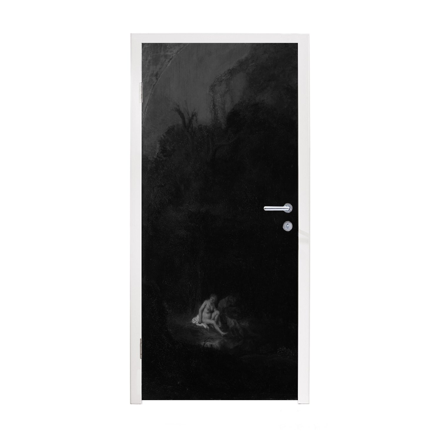 MuchoWow Türtapete Diana im Bad von einem Satyr überrascht - Rembrandt van Rijn, Matt, bedruckt, (1 St), Fototapete für Tür, Türaufkleber, 75x205 cm