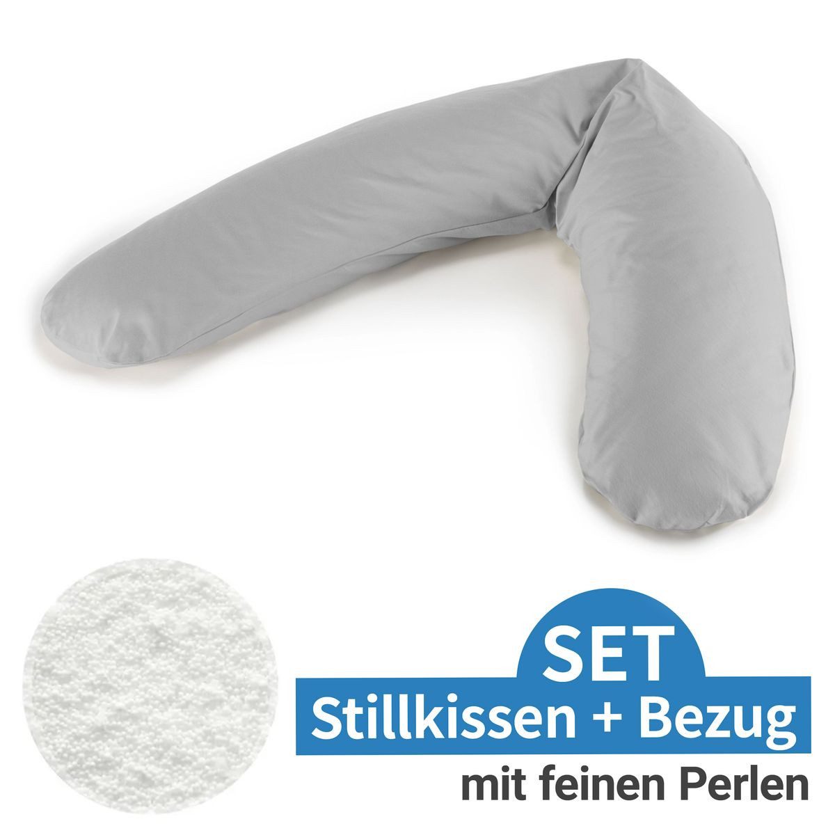 Theraline Подушки для кормления Das Komfort - Grau, 2-tlg., Lagerungskissen Schwangerschaftskissen inkl. Bezug (Baumwolle) 180 cm
