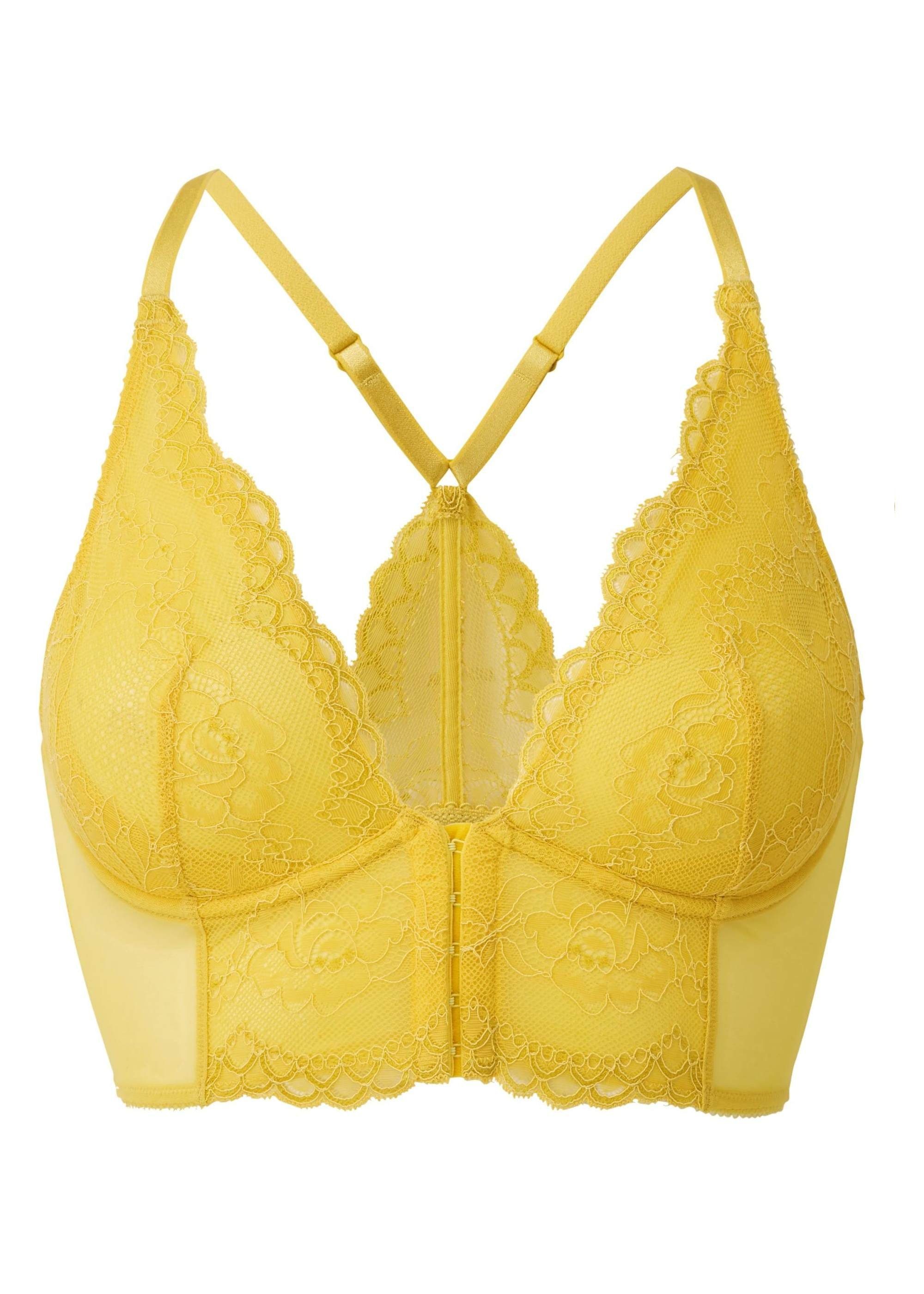 Gossard Longline-BH Lace Longline 1-tlg., V-Bügel BH mit Mustard Spitze/Netz) (Longline BH, Spicy Frontverschluss