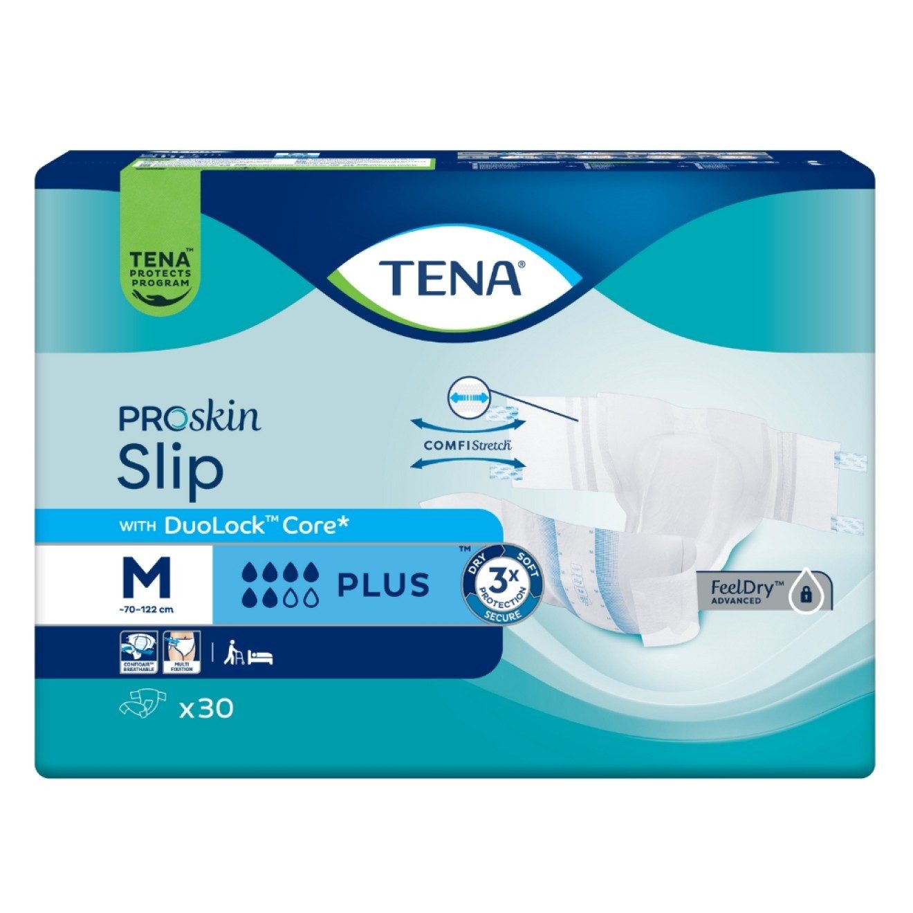 TENA Inkontinenz-Pants Slip Plus Größe M, All-in-One-Schutz, stark, 30-St., DuoLock Core™, COMFIStretch™, atmungsaktiv, auslaufsicher