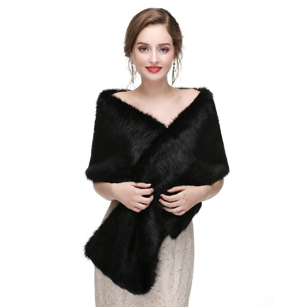 Bextsrack Modeschal Damen Brautjacke Brautstola Kunstfell Braut Stola Abendstola, (1-St), Hochzeitstuch Pelzimitat für Abendparty Hochzeitstuch