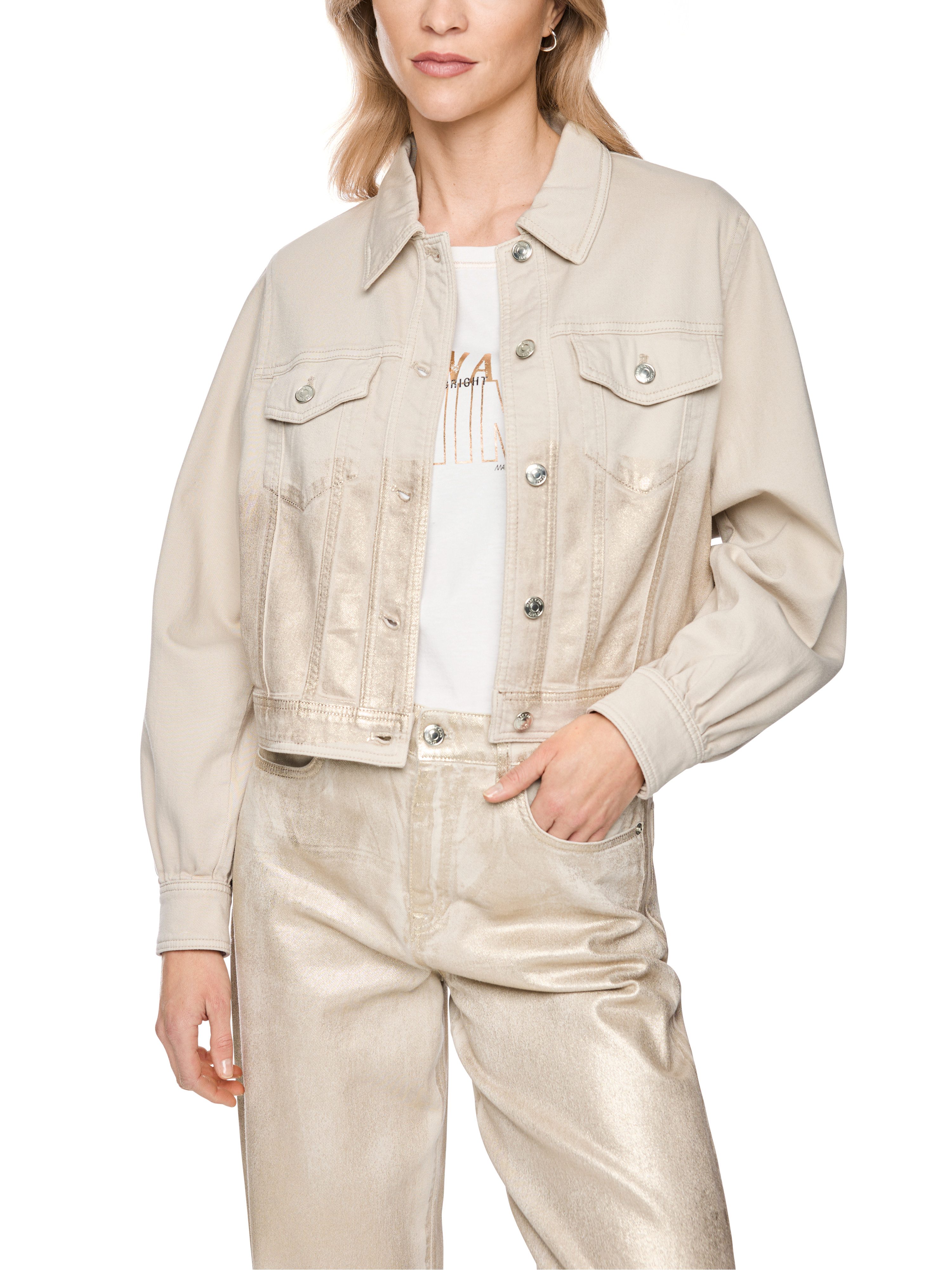 Marc Cain Jeansjacke Golden Hour Premium Damenmode mit Gold-Finish