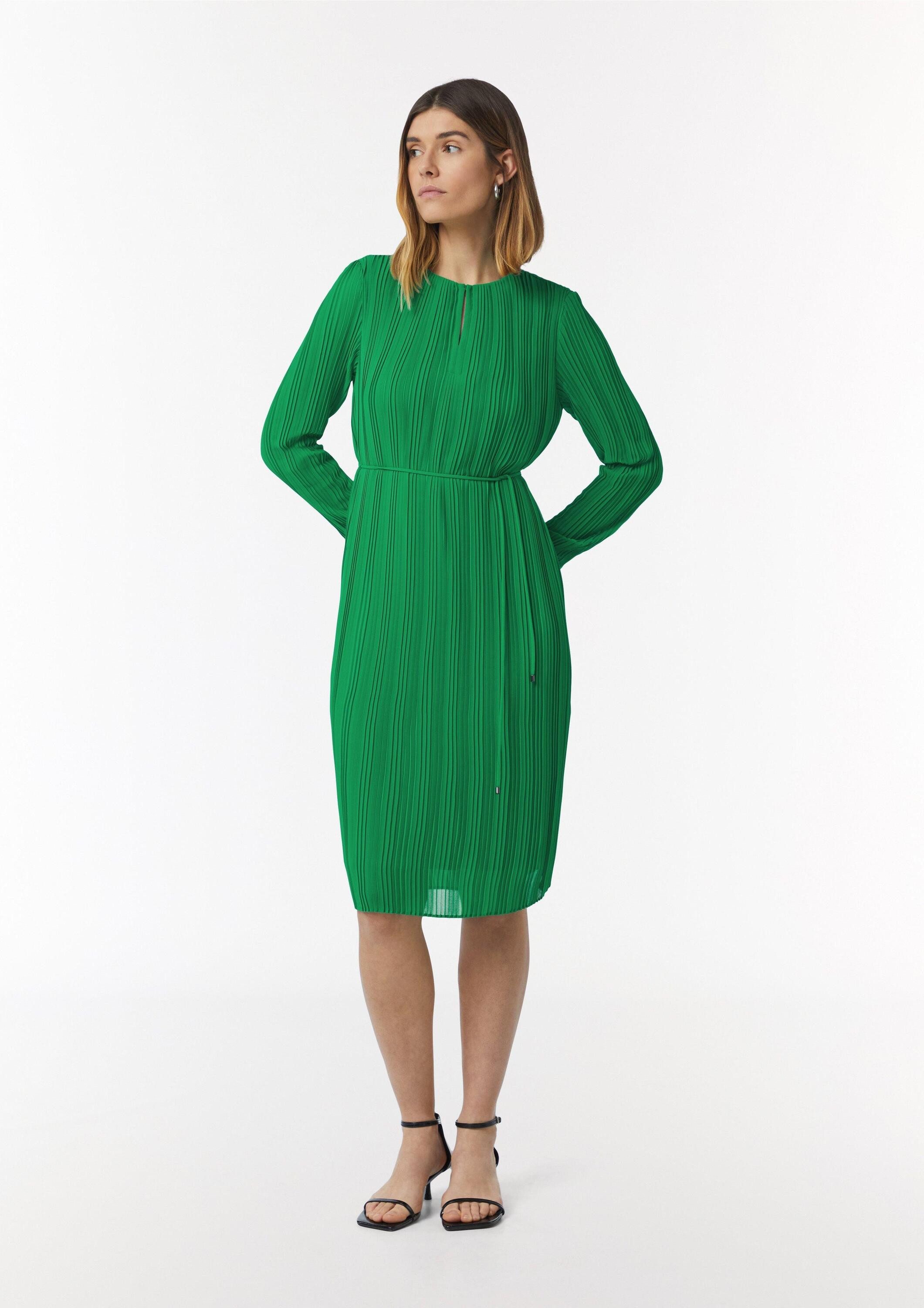 comma Midikleid Kleid Plissiertes Midikleid mit Bindedetail günstig online kaufen