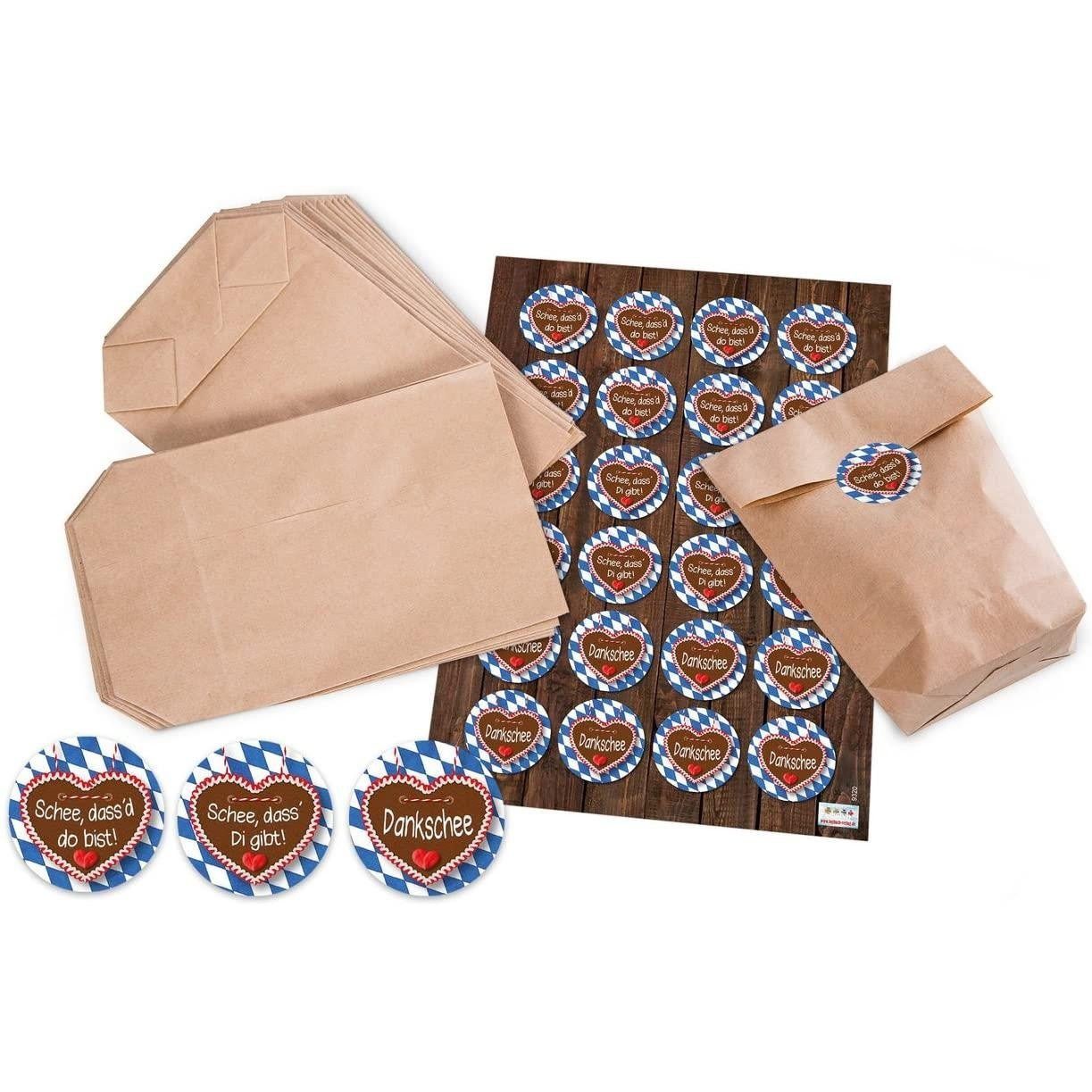 Logbuch-Verlag Geschenkpapier Geschenktüten Set: 24 braune Kraftpapier-Tüten Papiertüten 14 x 22 x