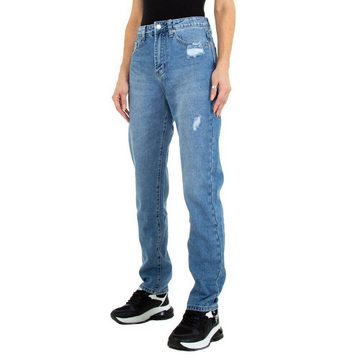 Ital-Design Straight-Jeans Damen Freizeit Used-Look Straight Leg Jeans in Blau
