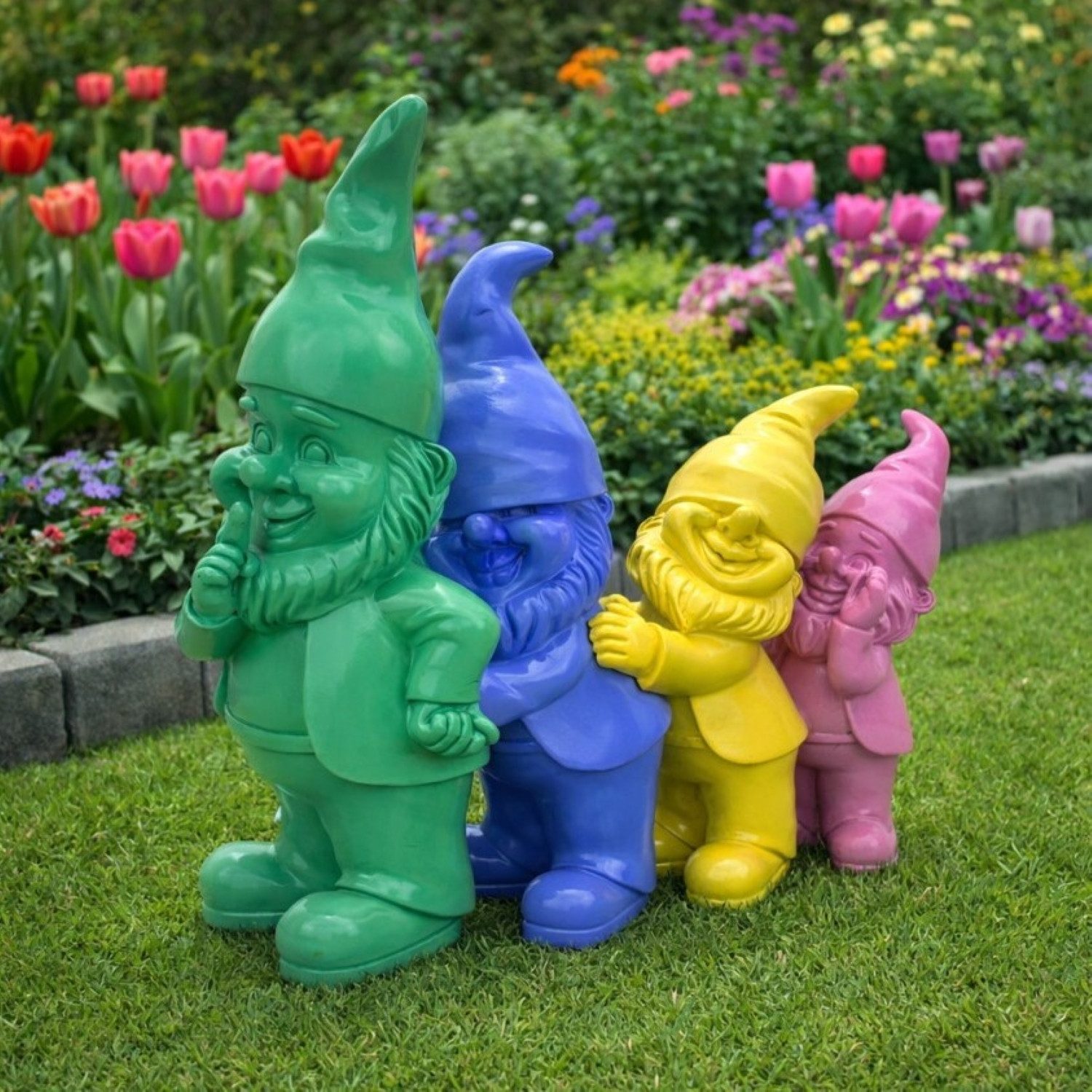 Online-Fuchs Gartenfigur lustige Gartenzwerge, Wichtel Polonaise für außen - bunte Deko Figuren, (modern, wetterfest), moderne knallige Farben - wetterfest - 23 oder 30 cm groß