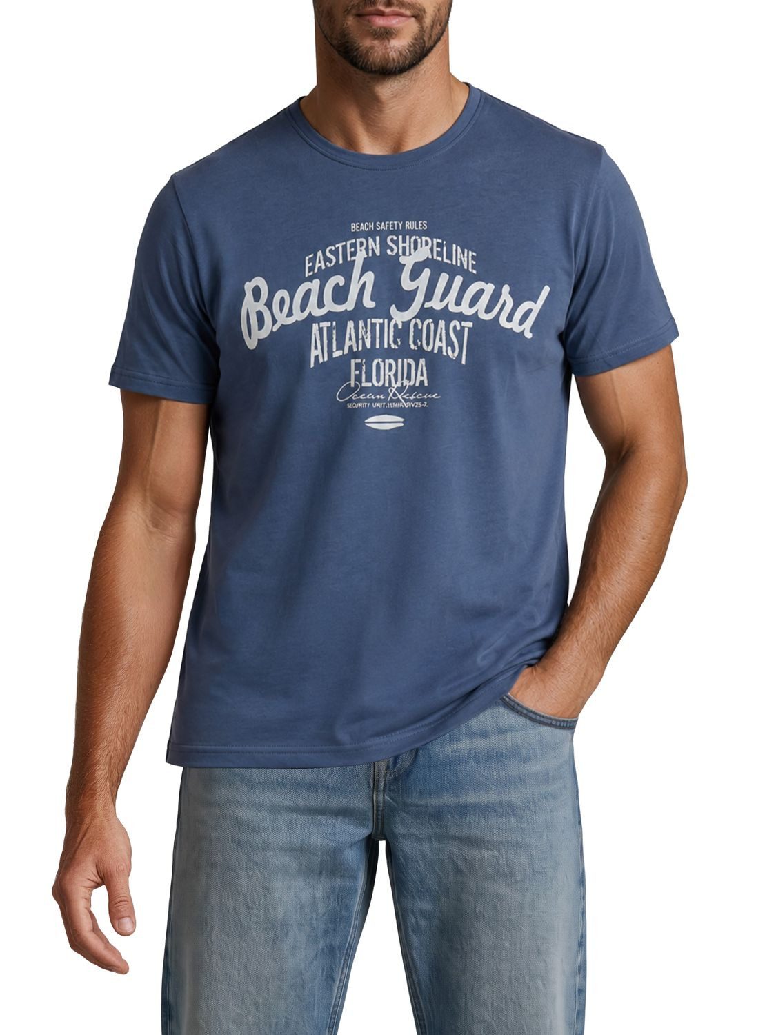 T-Shirt Herren Printshirt RIVLeon Regular Fit