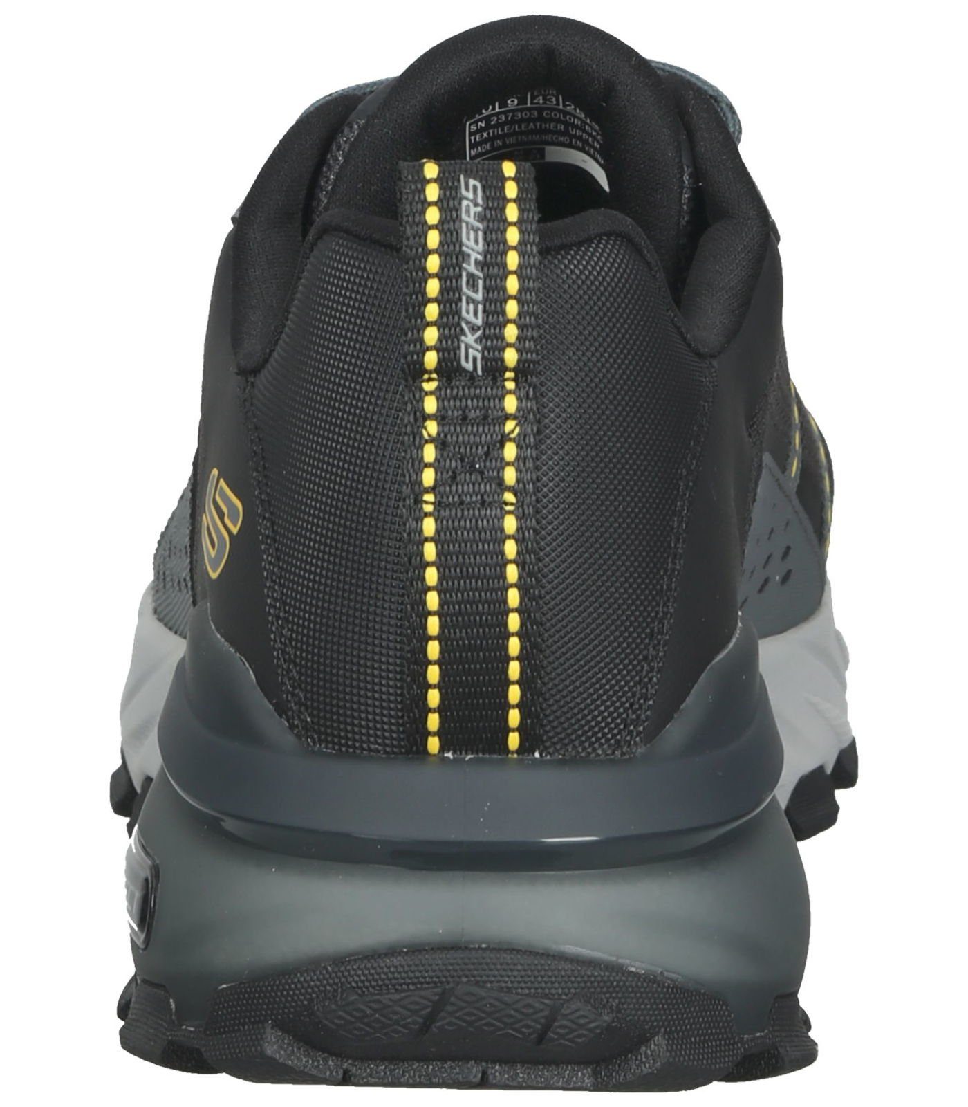 Sneaker Leather-Synthetic Sneaker - Skechers Schwarz Leder Mesh-Charcoal Trim / Black BKCC