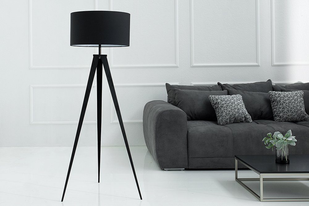 riess-ambiente Stehlampe TRIPOD 142cm schwarz, ohne Leuchtmittel, Stehleuchte · Retro · Stoff-Schirm · Wohnzimmer