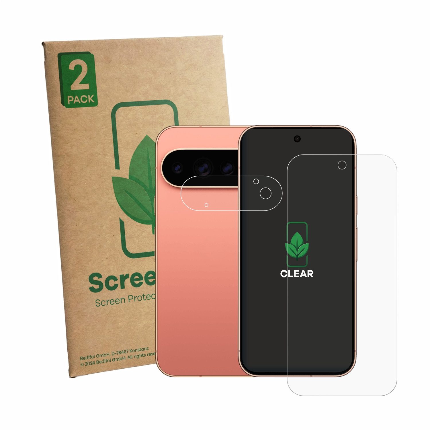 ScreenLeaf Displayschutzfolie Schutzfolie für Google Pixel 11 Pro (Display+Kamera), 2 Stück, Displayschutz Schutz Folie Klar Transparent