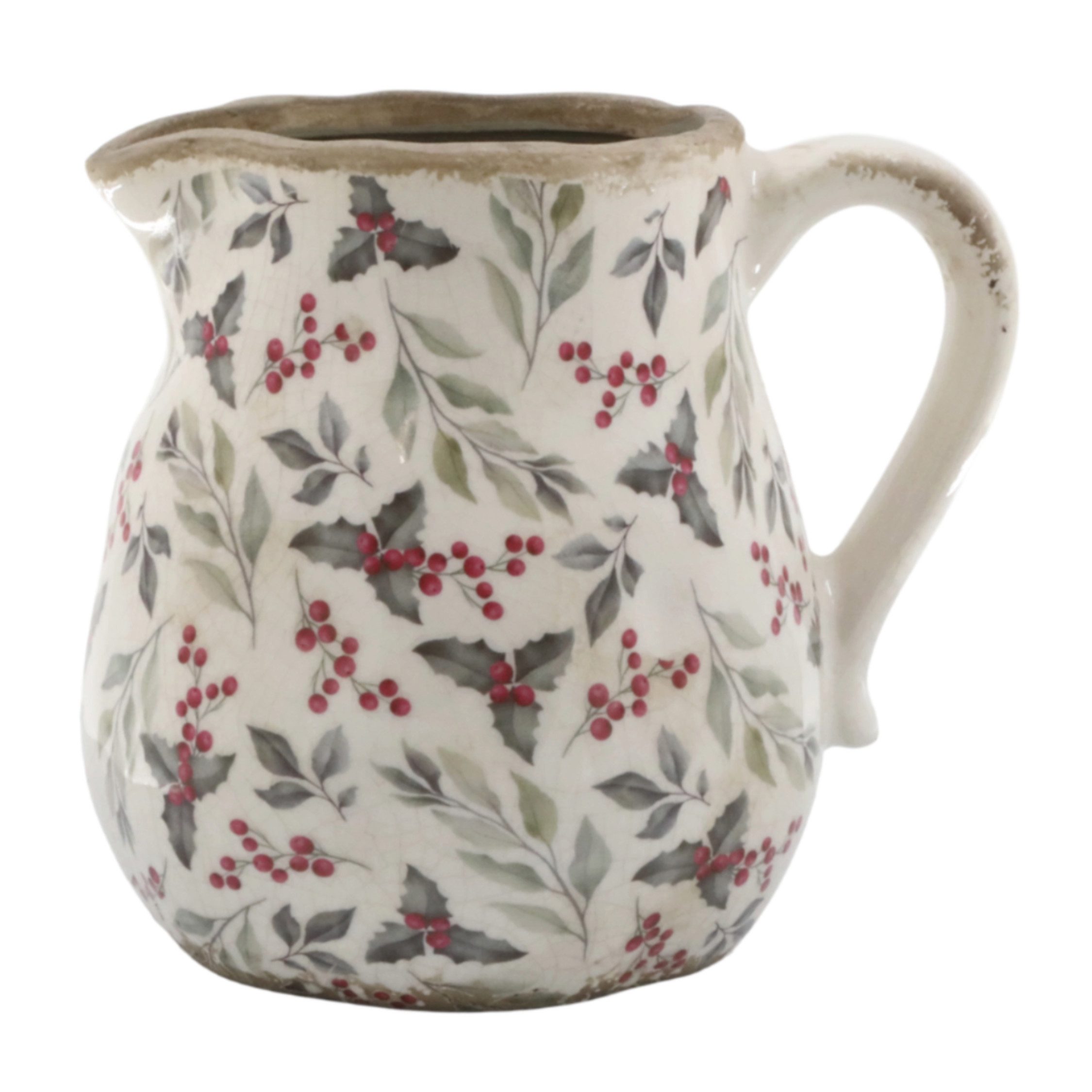 Chic Antique Dekovase Chic Antique Kanne mit Blättern & Beeren – Creme