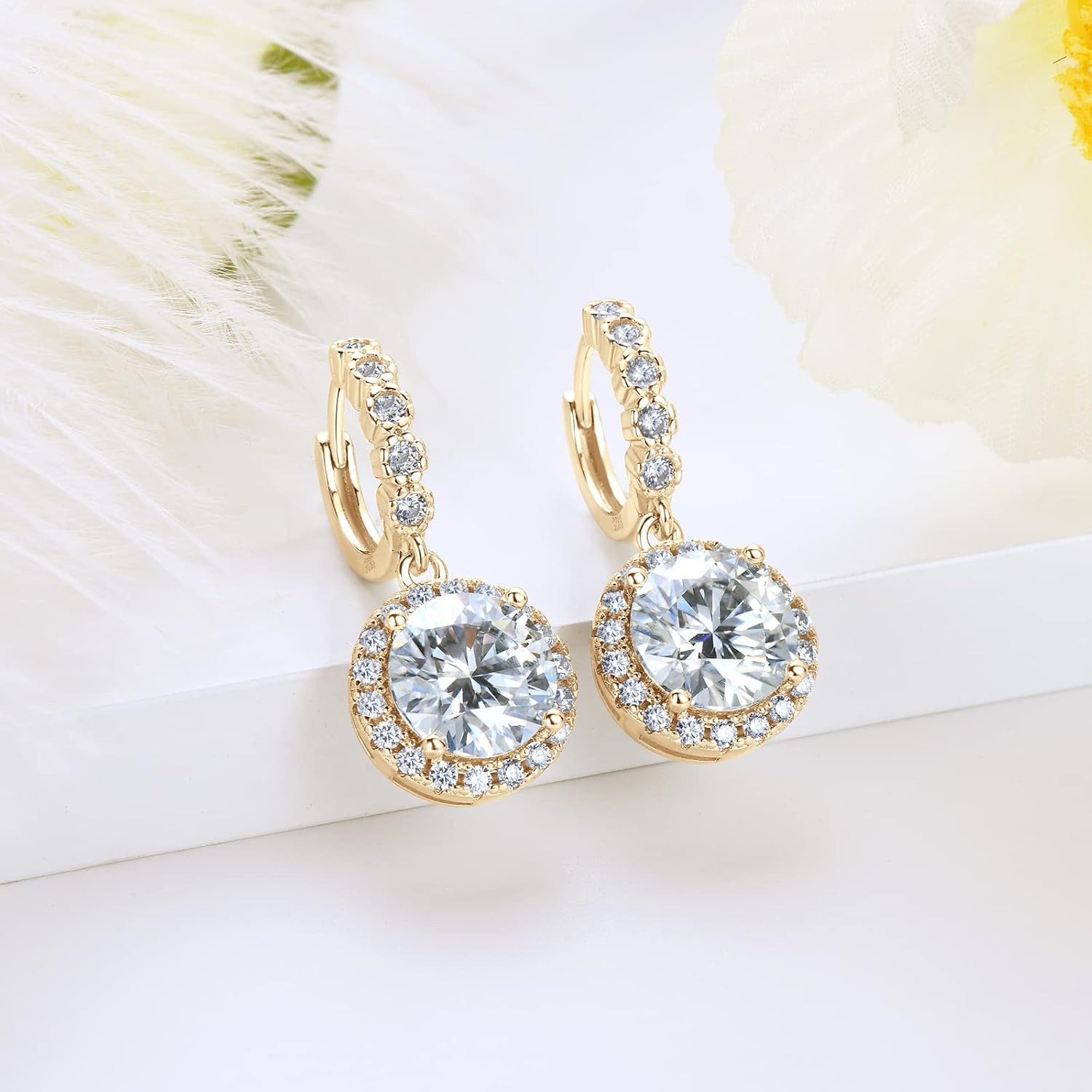 Jumpeak Paar Ohrstecker 585 Gold, 1-3 Karat Diamanten im Rundschliff, Damenohrringe, E, VS1, 3EX, IGI-Zertifikat Diamantohrringe für Damen, Geschenk – Bild 2 von 5