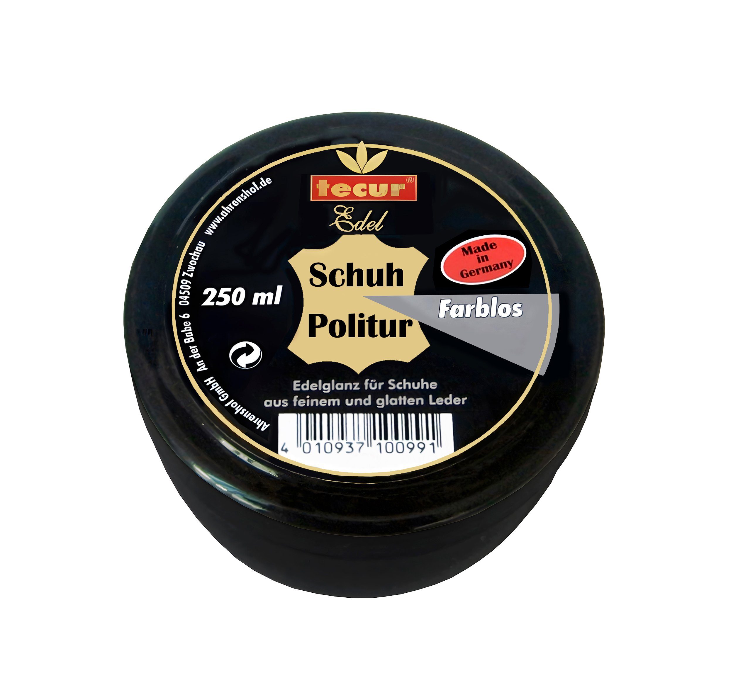 Tecur SCHUH POLITUR 250ml Edelglanz Schuhcreme Schuhpflege 91 (Farblos) Schuhcreme, Schuhputz Creme