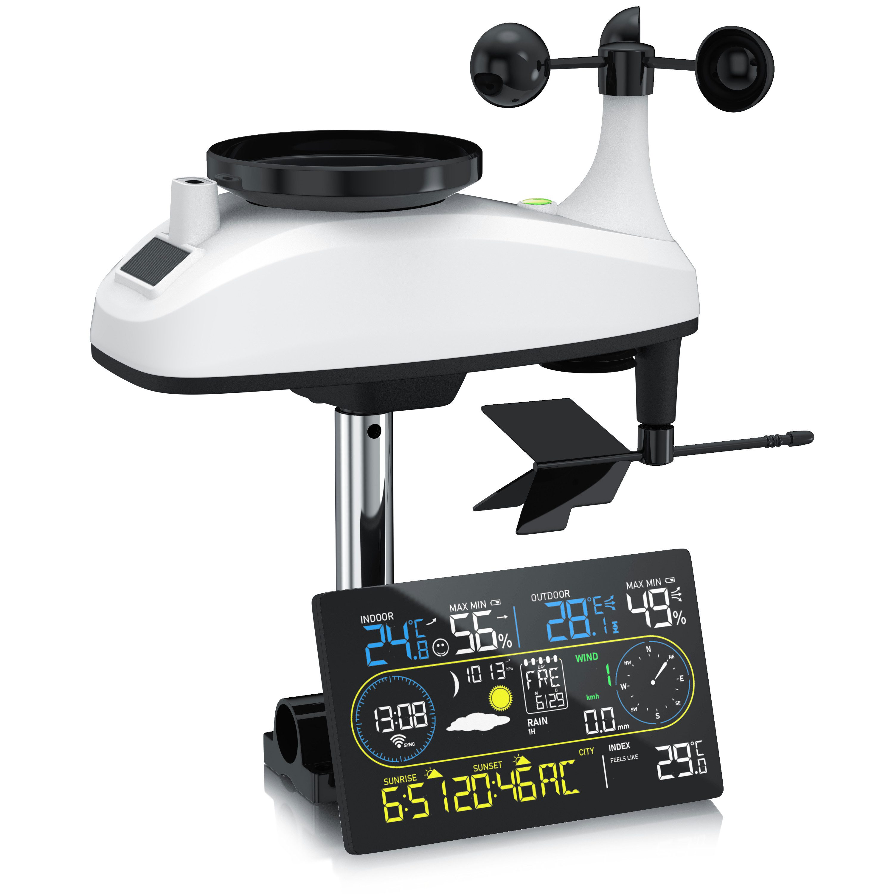 Brandson 7in1, WLAN, Funk, Außensensor, Temperatur Luftfeuchtigkeit Luftdruck Wetterstation (mit Außensensor, WiFi App Steuerung Tuya Smart Life Windmesser Regenmesser Trendanzeige)