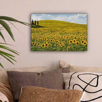 OneMillionCanvasses® Leinwandbild Sonnenblumen in der Toskana, (1 St), Wandbild Leinwandbilder, Aufhängefertig, Wanddeko, 30x20 cm