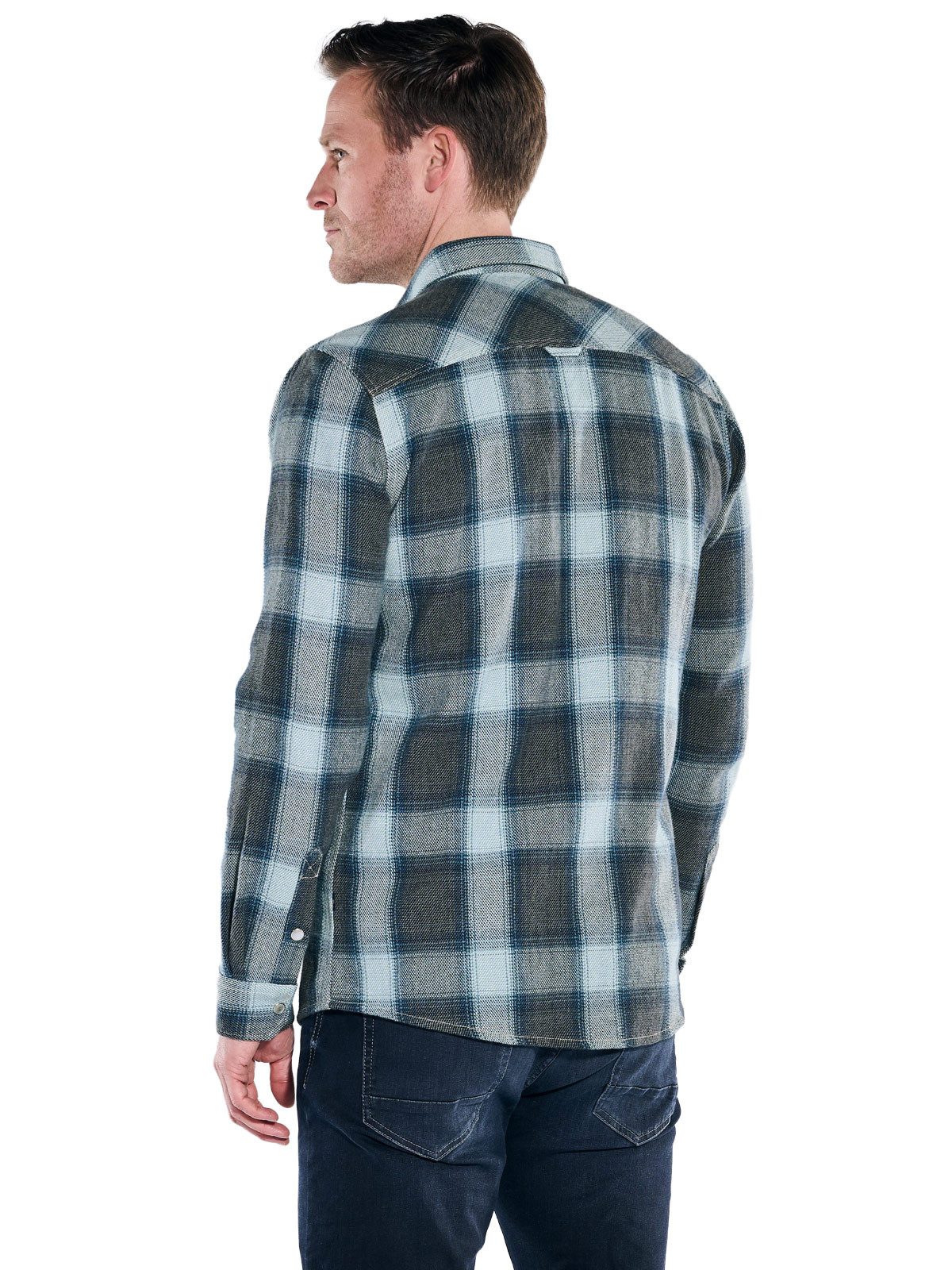 Engbers Langarmhemd Herren Overshirt kariert, Petrolgruen günstig online kaufen