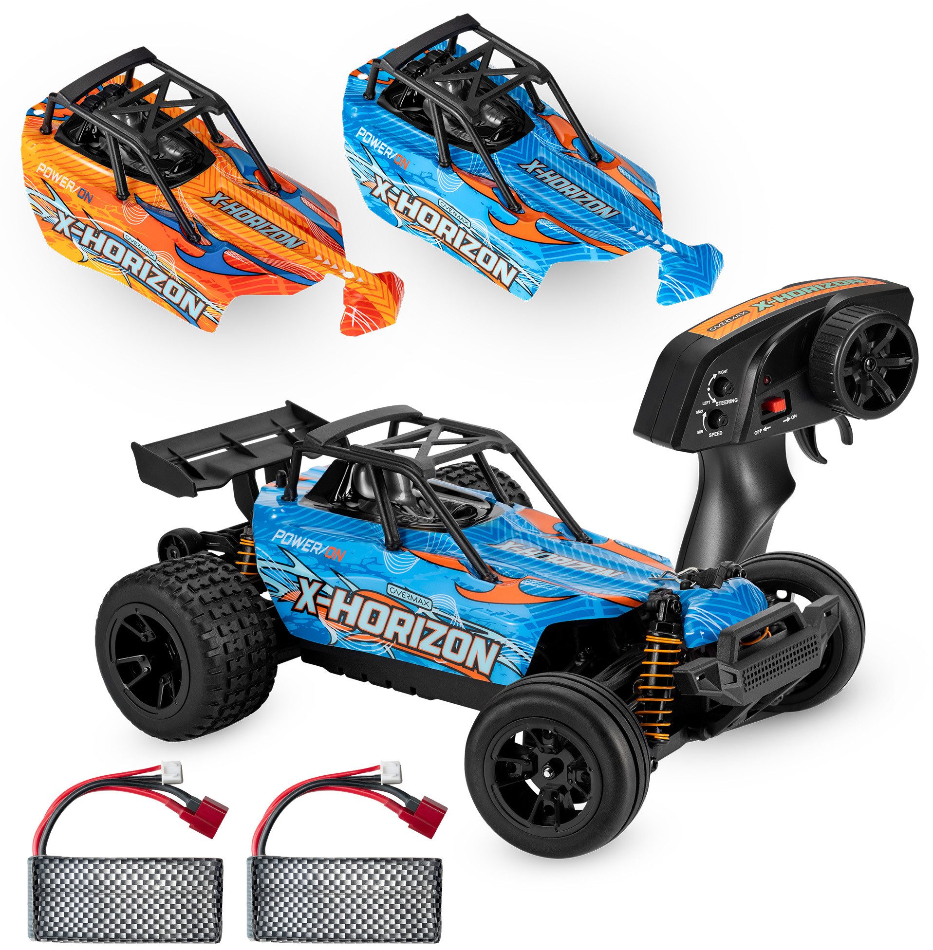 Overmax RC-Auto OV-X-HORIZON (Set, Komplettes Set mit Ersatzteilen und Werkzeugen), LED-Licht/Allradantrieb/40 Min Fahrzeit/Spoiler/